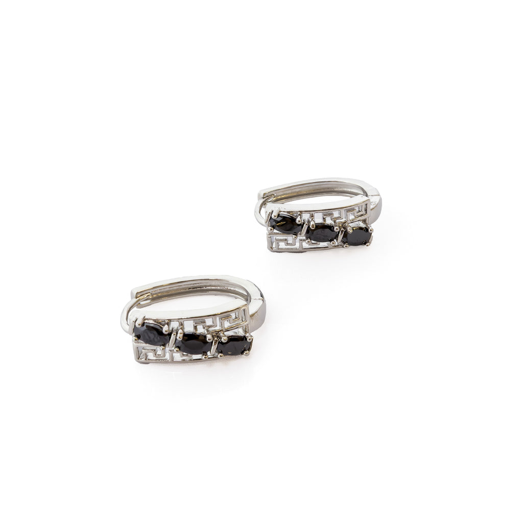 Aretes Plateados Huggies con Piedras Diferentes Colores M17 Oro Laminado