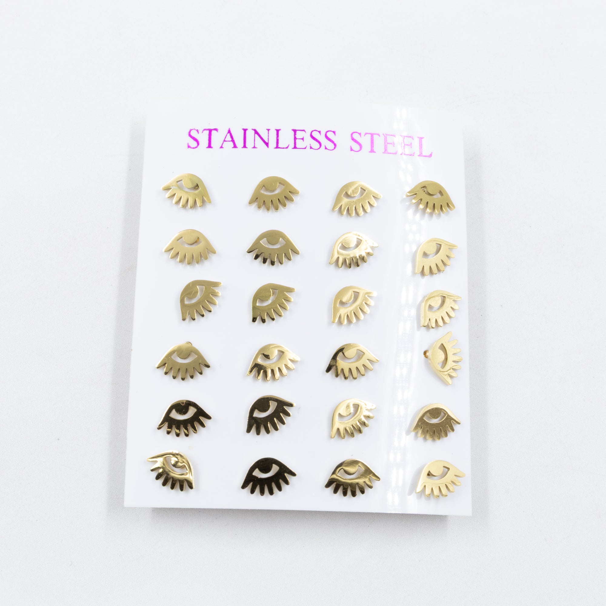 Paquete de 12 Pares de Aretes Dorados M9 Acero Inoxidable