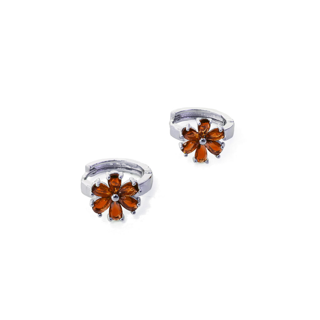 Aretes Plateados Huggies con Piedras Diferentes Colores M16 Oro Laminado