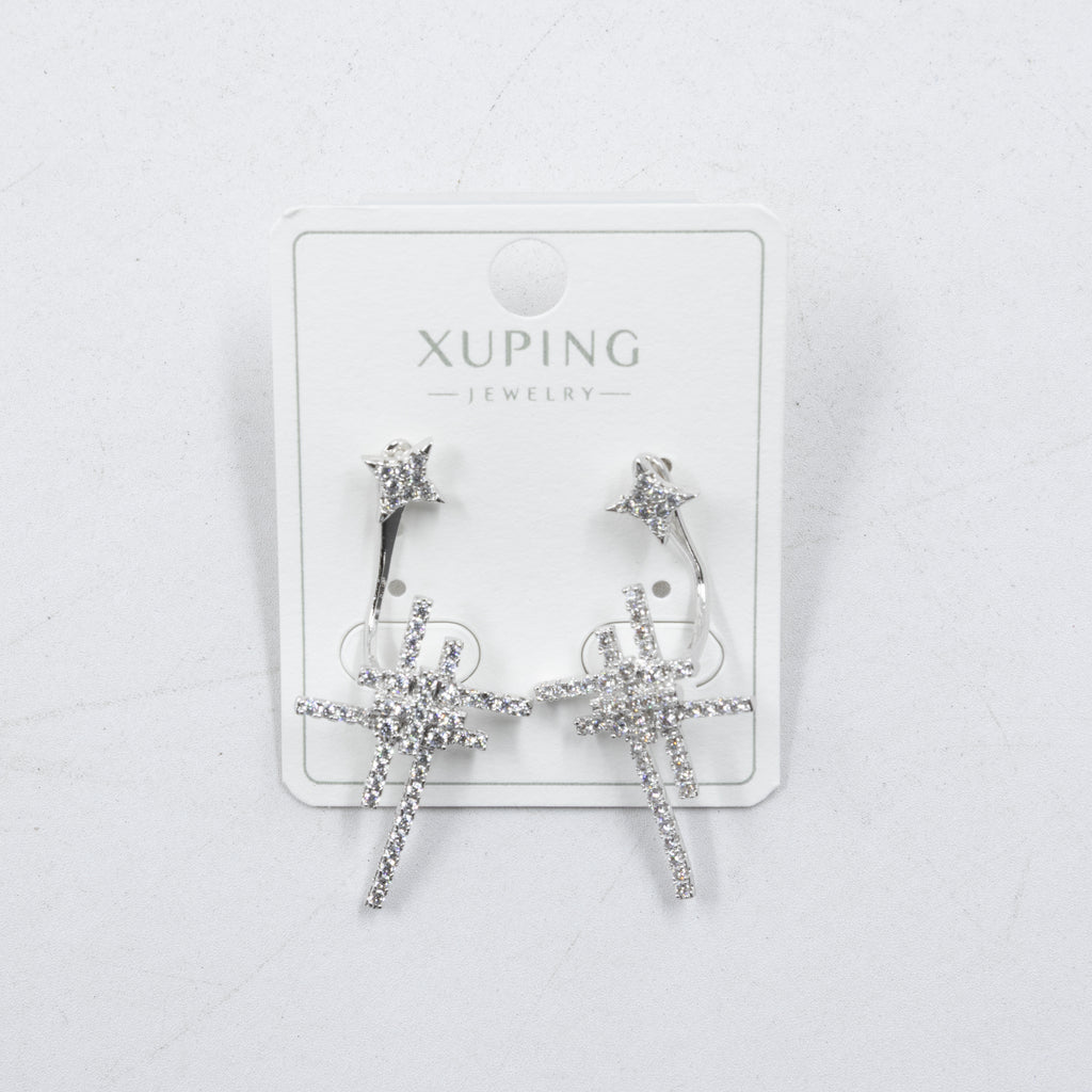 Aretes Plateados con Piedras Xuping M8 Oro Laminado
