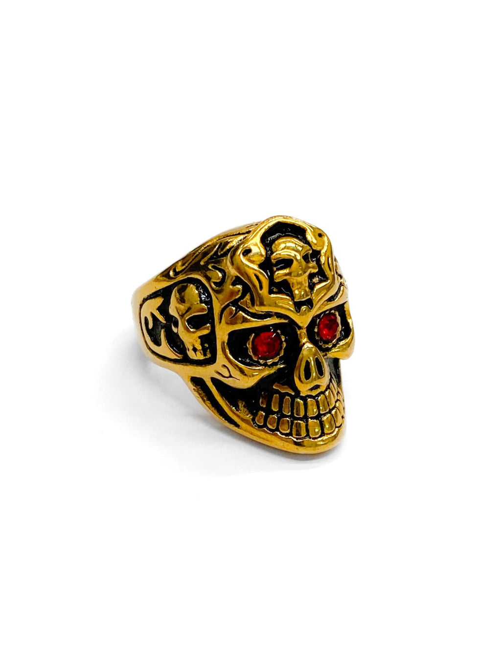 Anillo Calavera Dorado y Plateado Acero Inoxidable M16