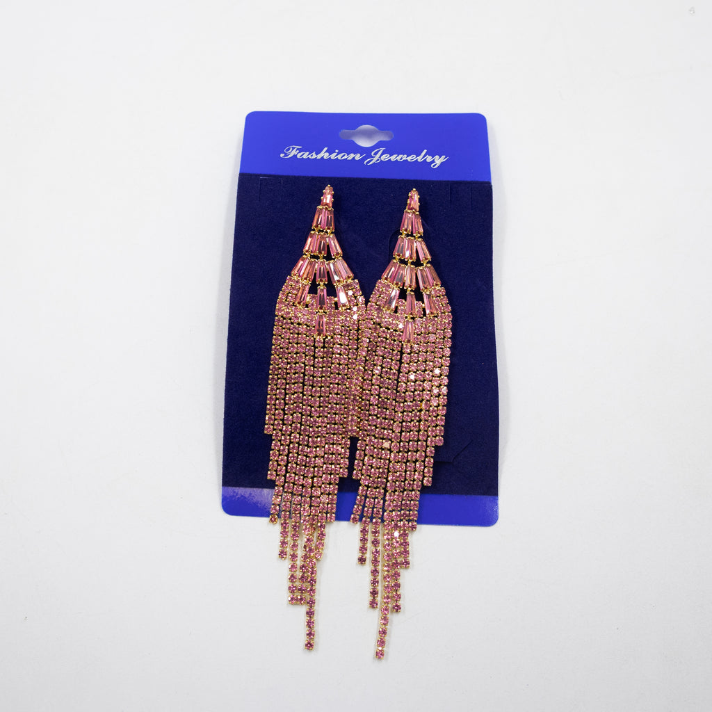 Aretes Largos con piedras M1 Oro Laminado