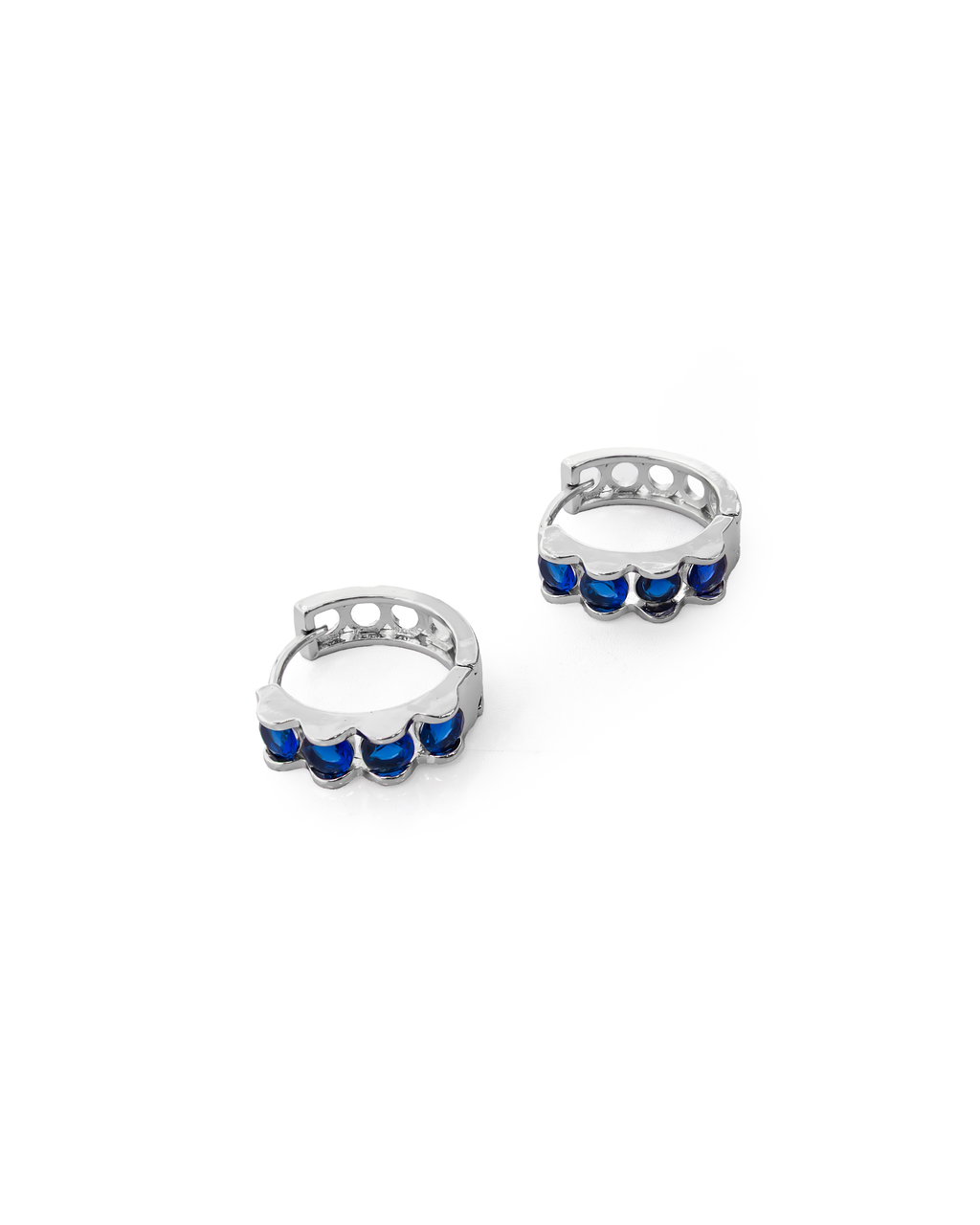 Aretes Plateados Huggies con Piedras Diferentes Colores M12 Oro Laminado