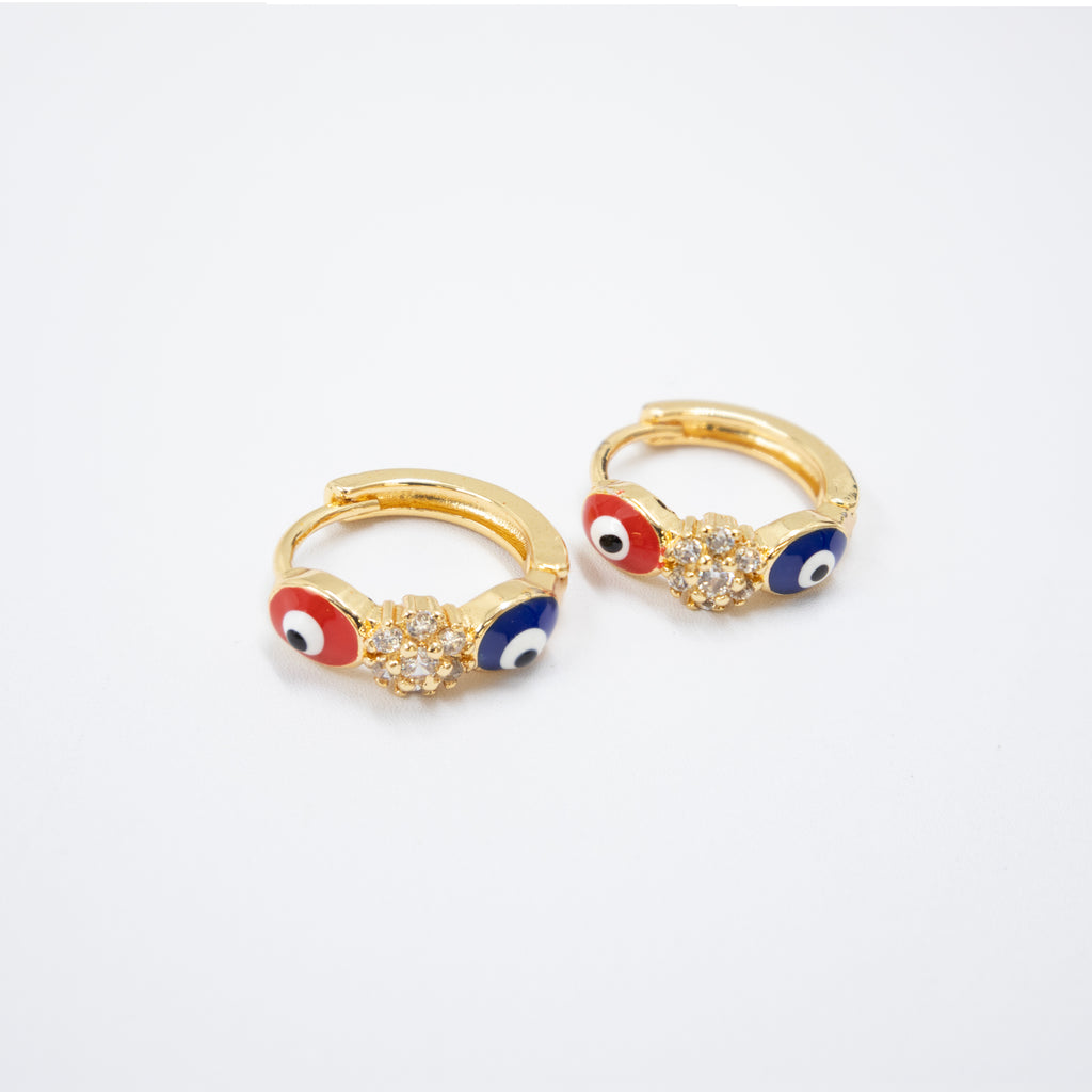 Arete Dorado de Ojo Turco con Piedras M2 Oro Laminado