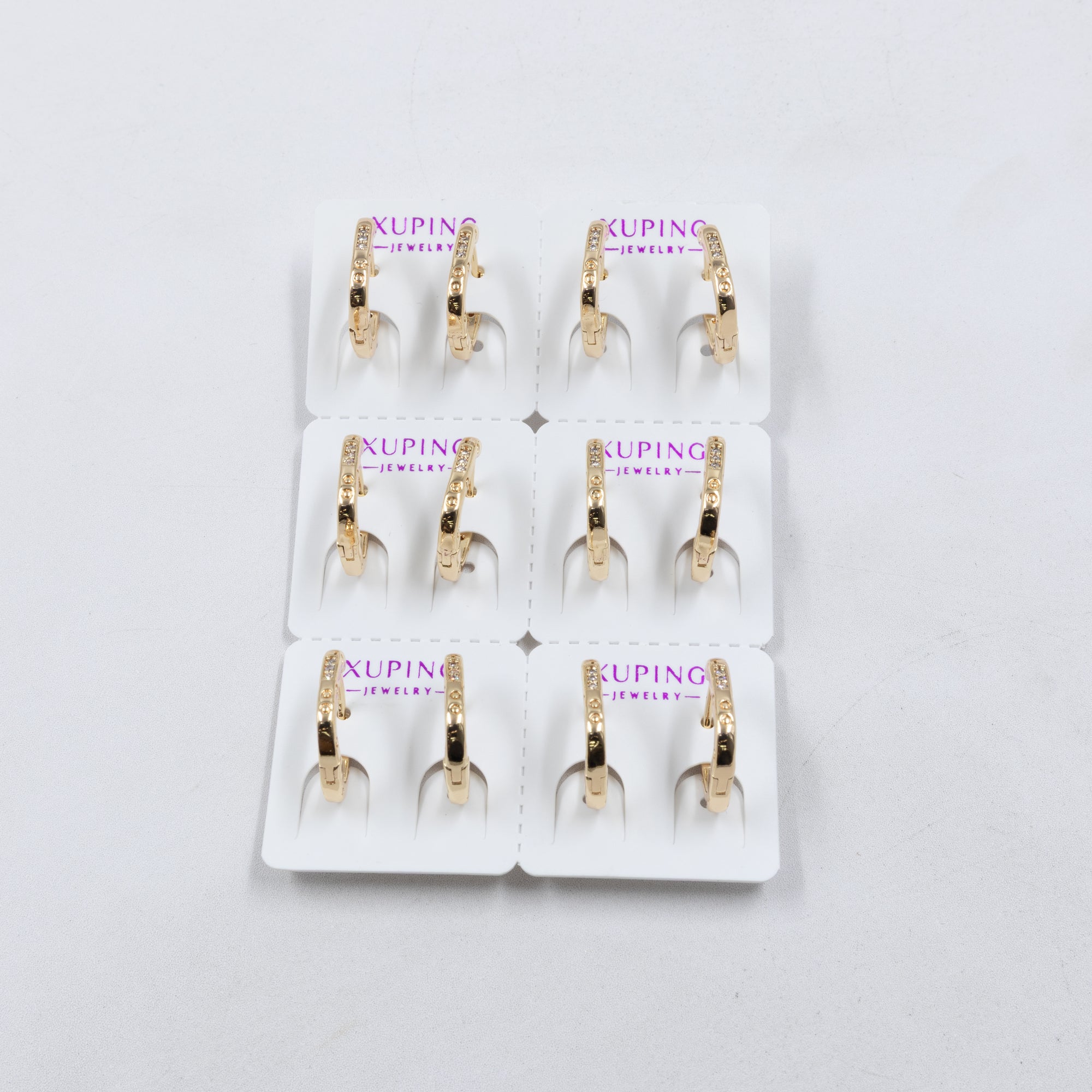 Paquete de 6 pares de Aretes Xuping Dorado M21 Oro Laminado