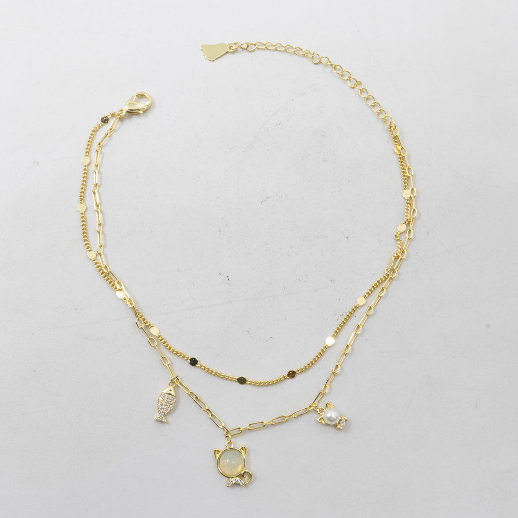 Tobilleras Doradas Ajustables M8 Oro Laminado