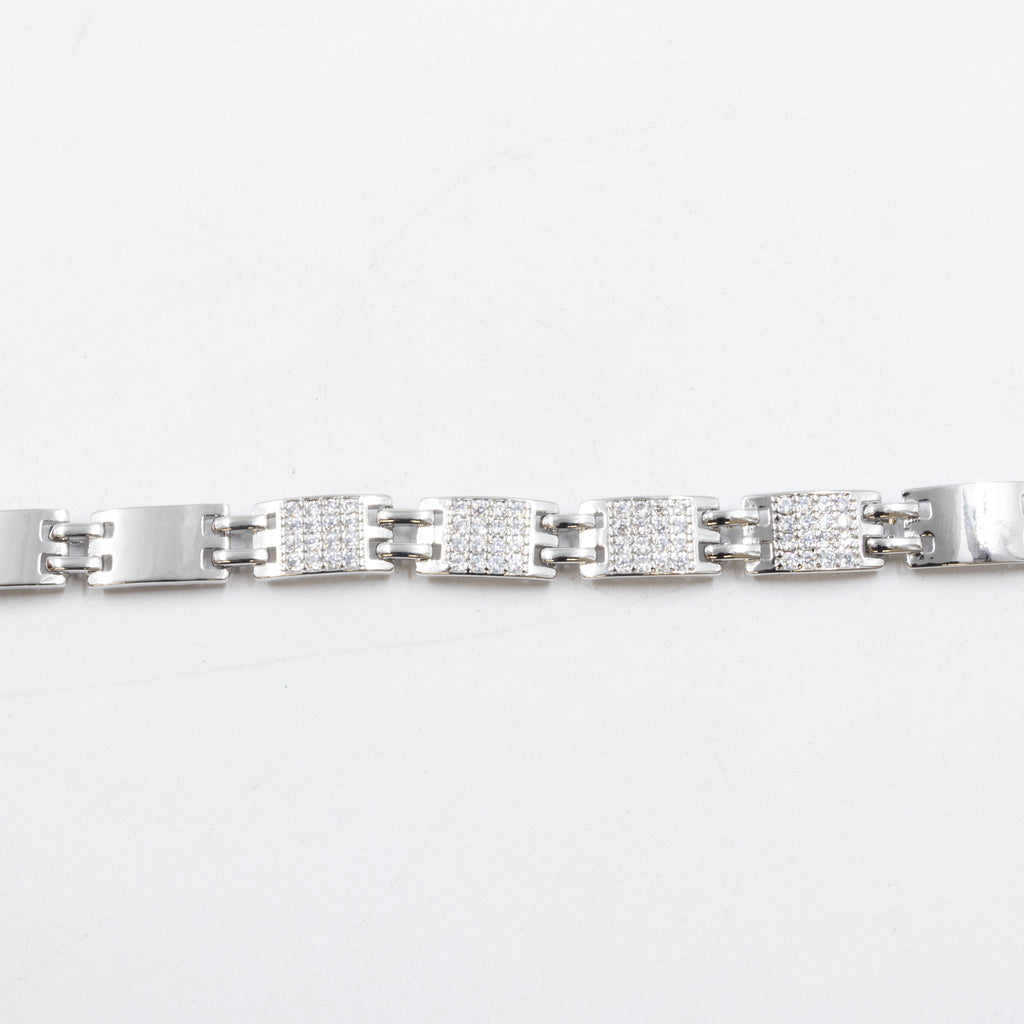Cadenas de Pulseras Plateadas con Piedras M7 Oro Laminado