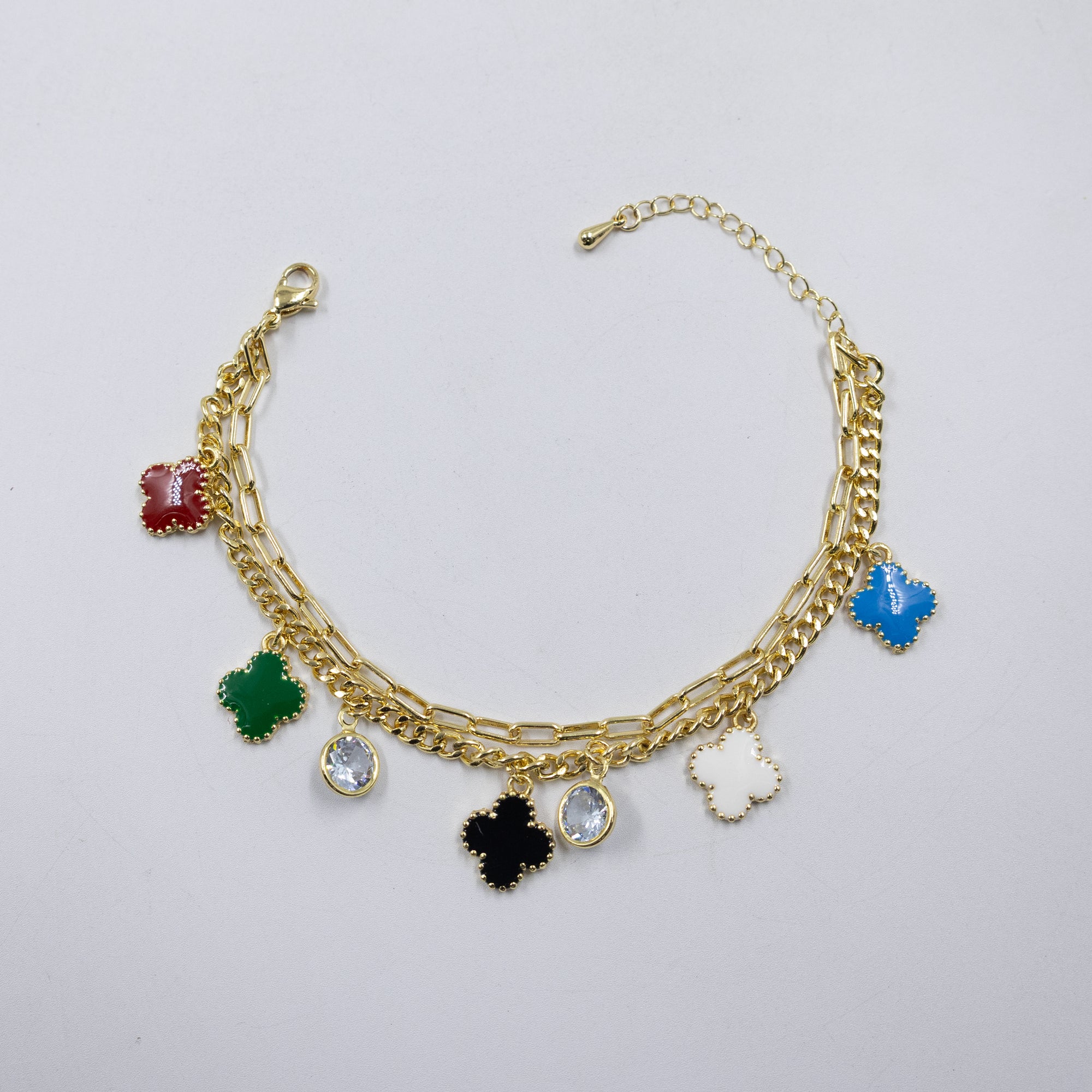 Pulseras Doradas de Mariposa y Trébol M1 Oro Laminado