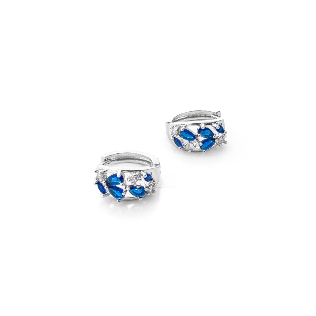 Aretes Plateados Huggies con Piedras Diferentes Colores M9 Oro Laminado