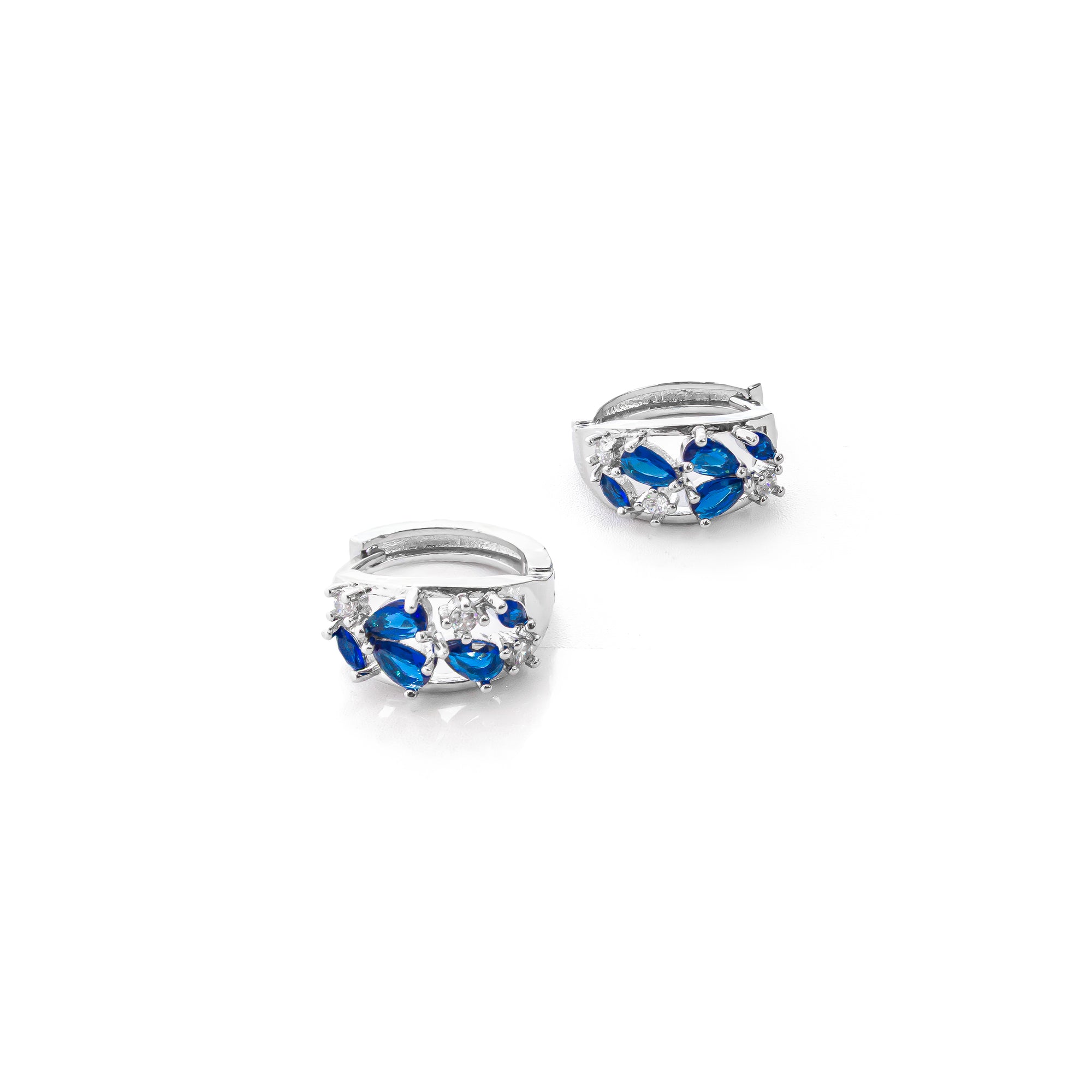 Aretes Plateados Huggies con Piedras Diferentes Colores M9 Oro Laminado