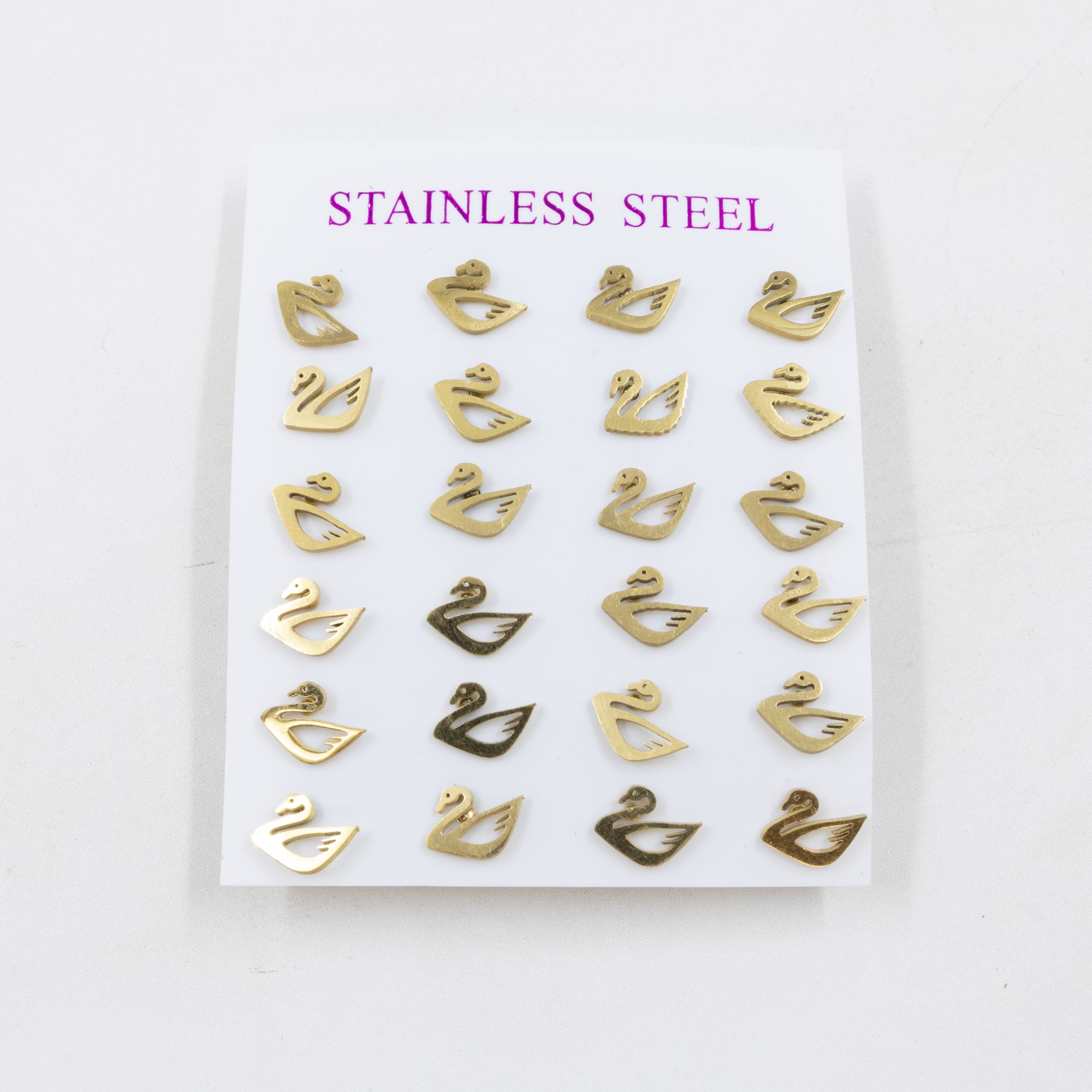 Paquete de 12 Pares de Aretes Dorados M4 Acero Inoxidable
