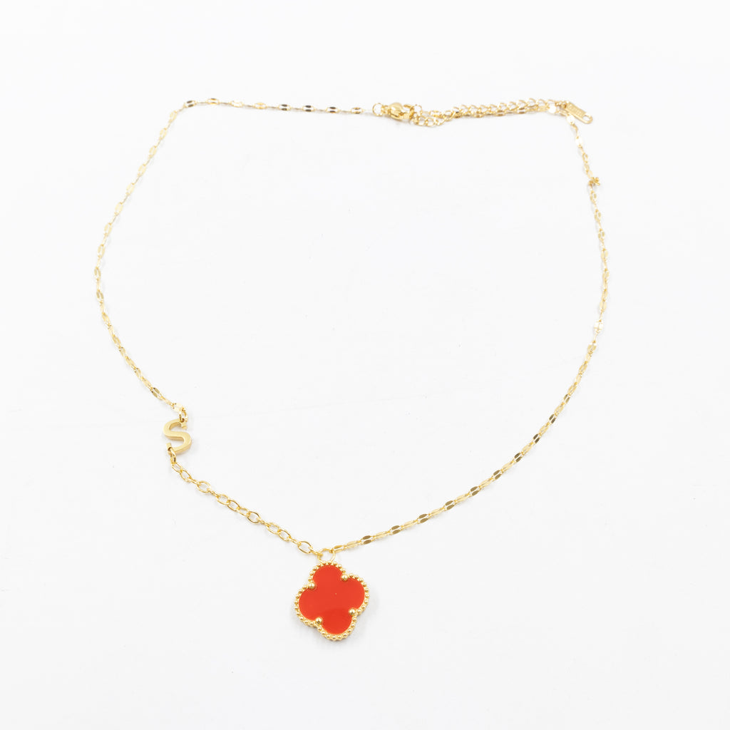 Collares Dorados con dijes de letra P, R, S y dije de Trebol M5 Oro Laminado