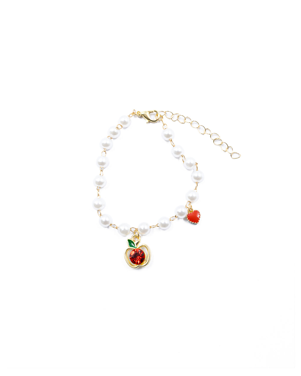 PULSERA DE PERLAS CON DIJE DE FRUTAS - M1 ORO LAMINADO