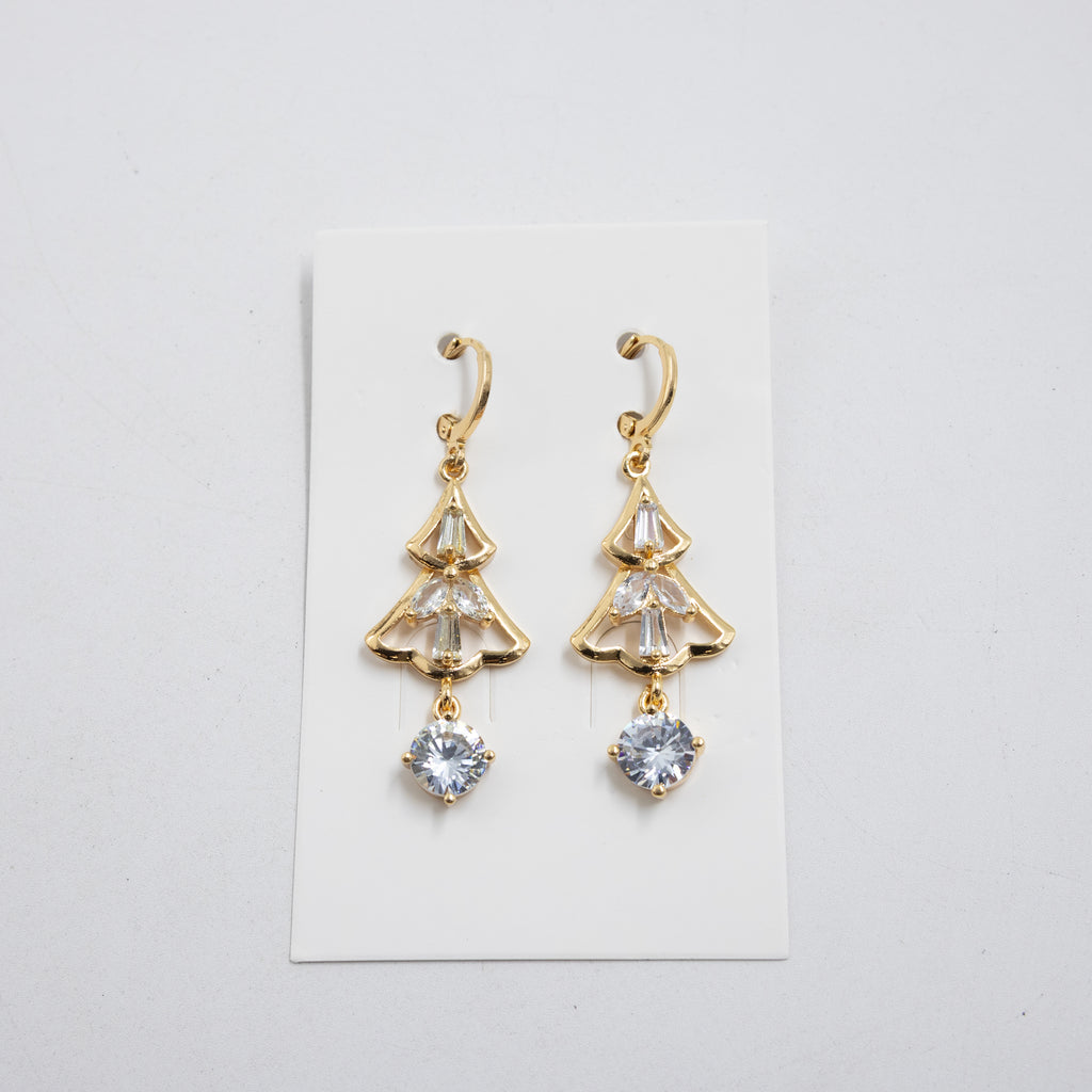 Aretes Largos Dorados con piedras M3 Oro Laminado