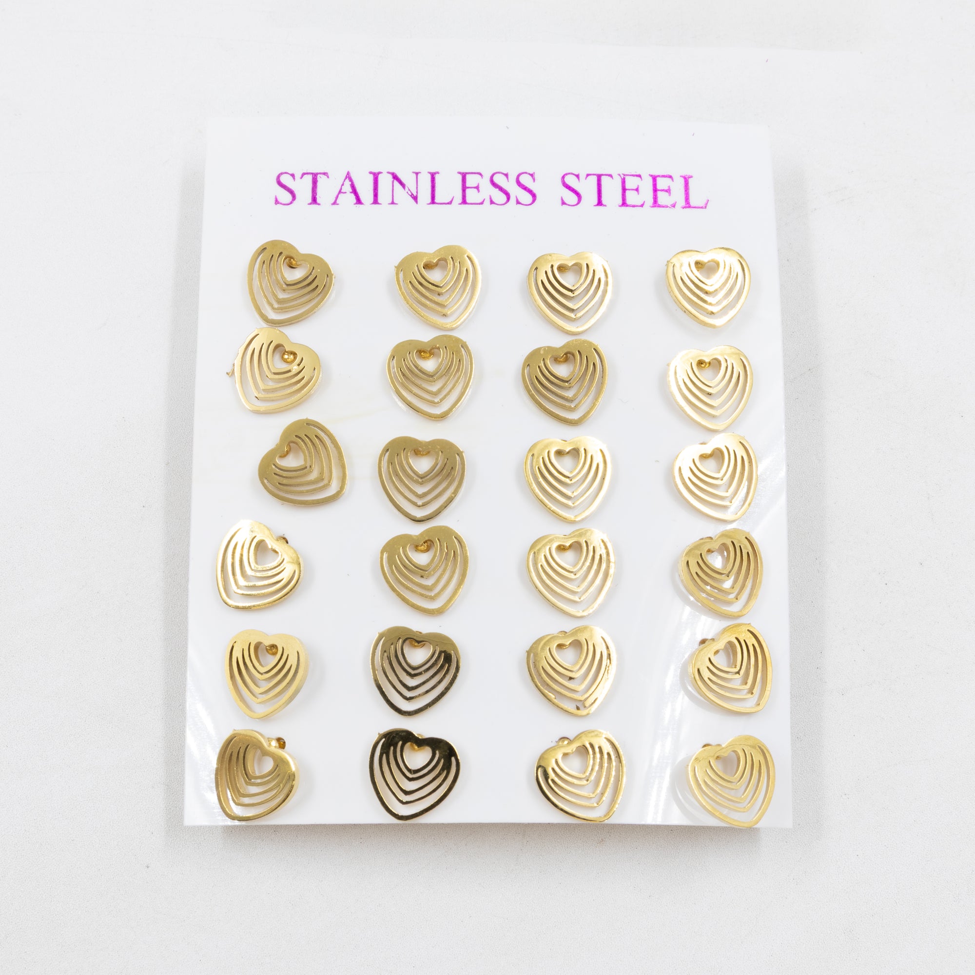 Paquete de 12 Pares de Aretes Dorados M6 Acero Inoxidable