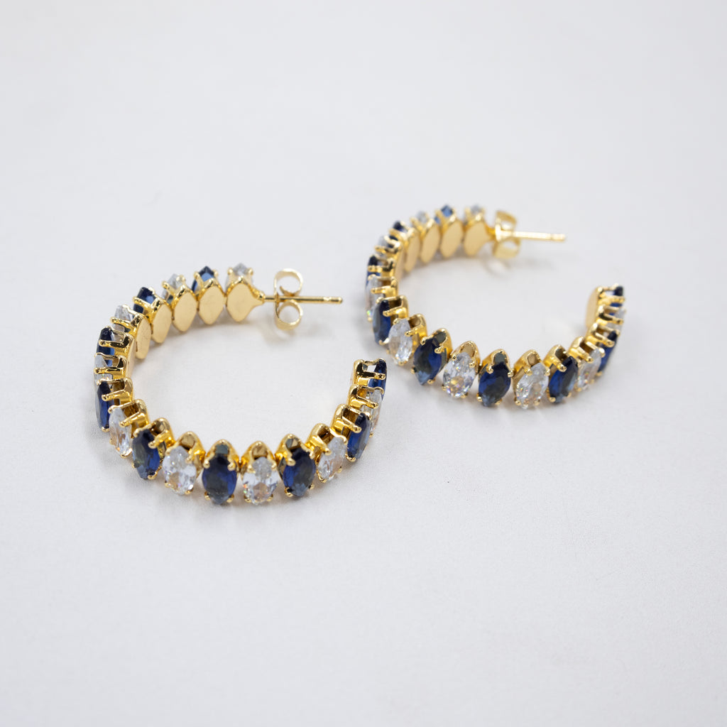 Aretes Dorados con piedras de color M7 Oro Laminado