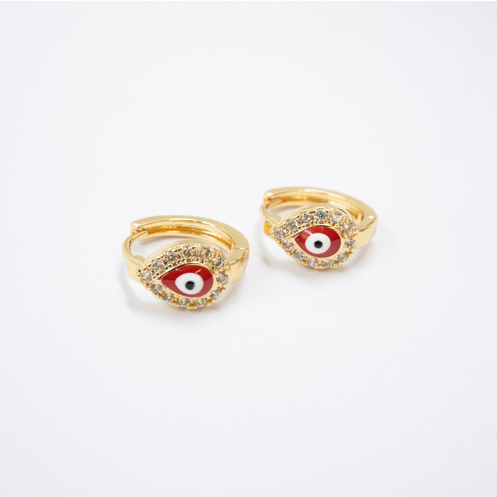 Arete Dorado de Ojo Turco con Piedras M4 Oro Laminado