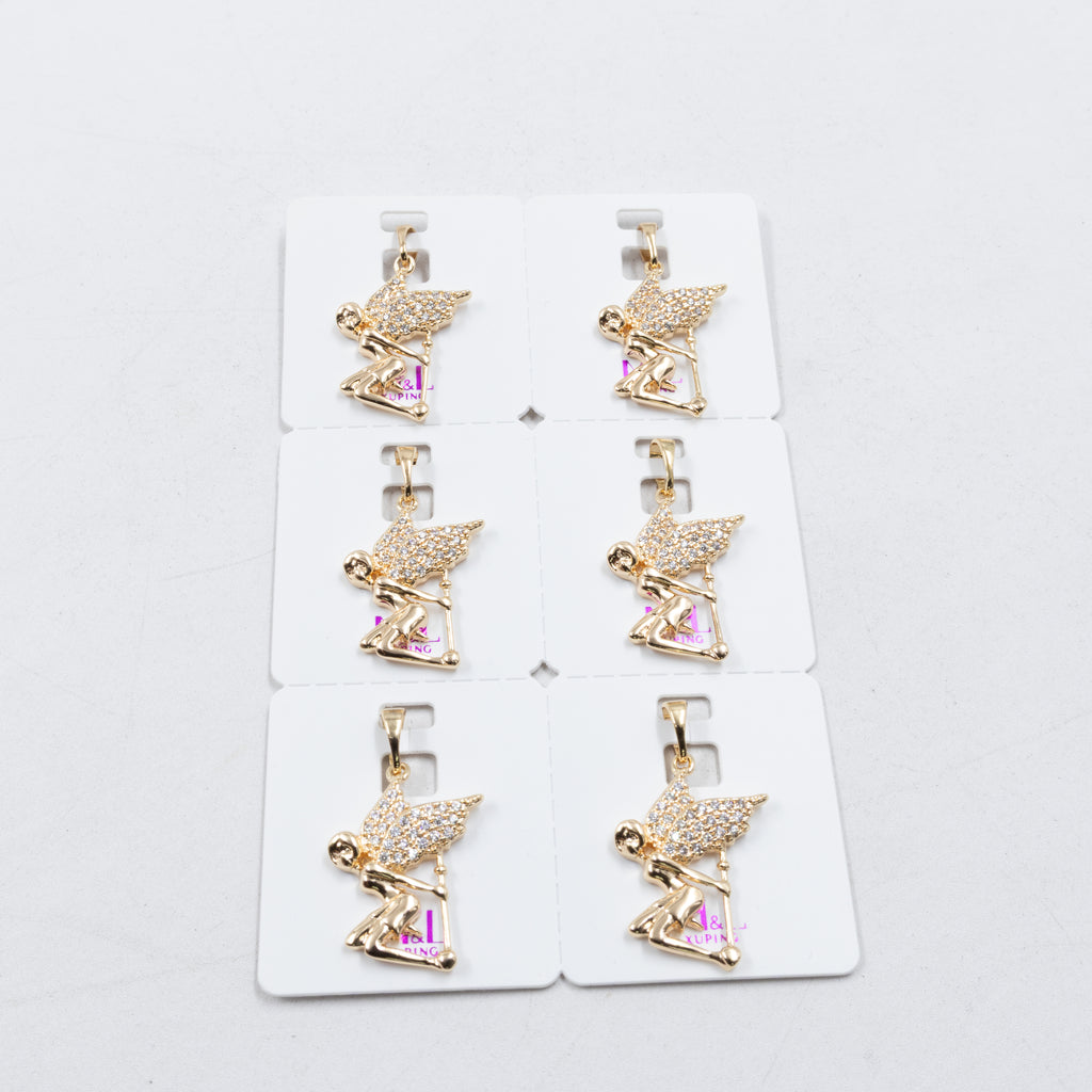 Paquete de 6 dijes con Piedras Oro Rosado  M2 Oro Laminado