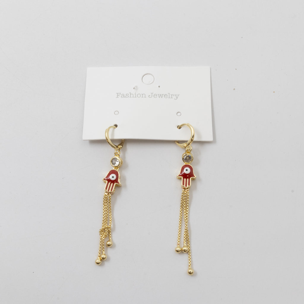 Aretes Dorados Largos de Ojo Turco M1 Oro Laminado