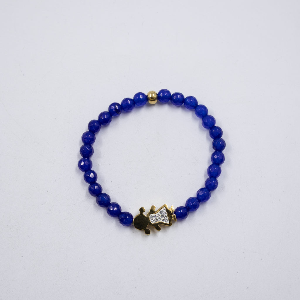 Pulseras De cuentas azules con Dije M1 Oro Laminado