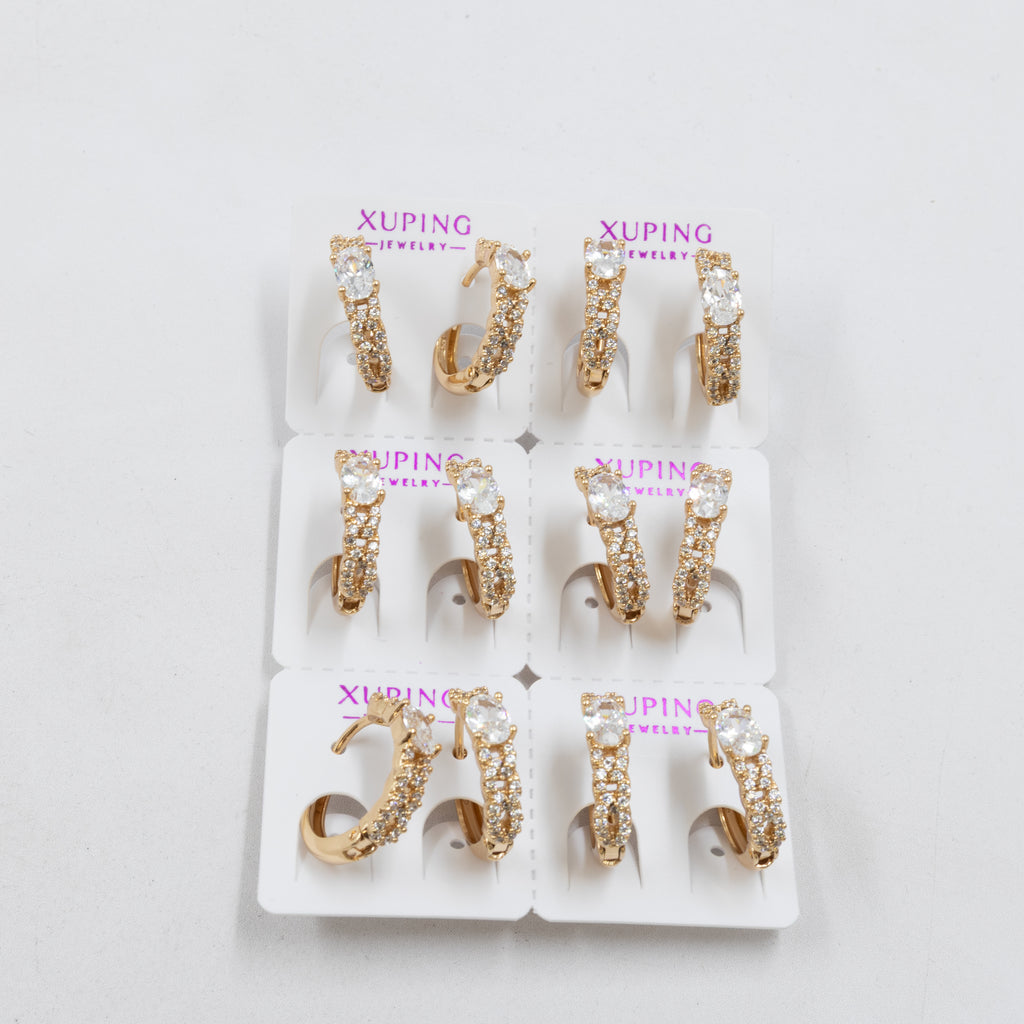 Paquete de 6 pares de Aretes Xuping Dorado M14 Oro Laminado