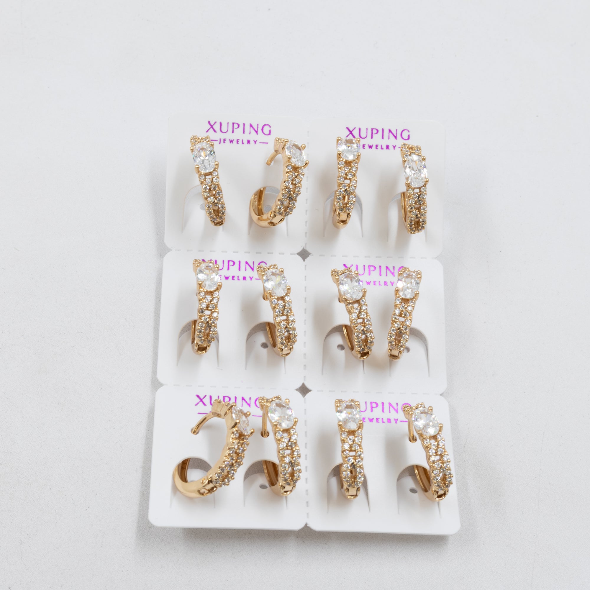 Paquete de 6 pares de Aretes Xuping Dorado M14 Oro Laminado