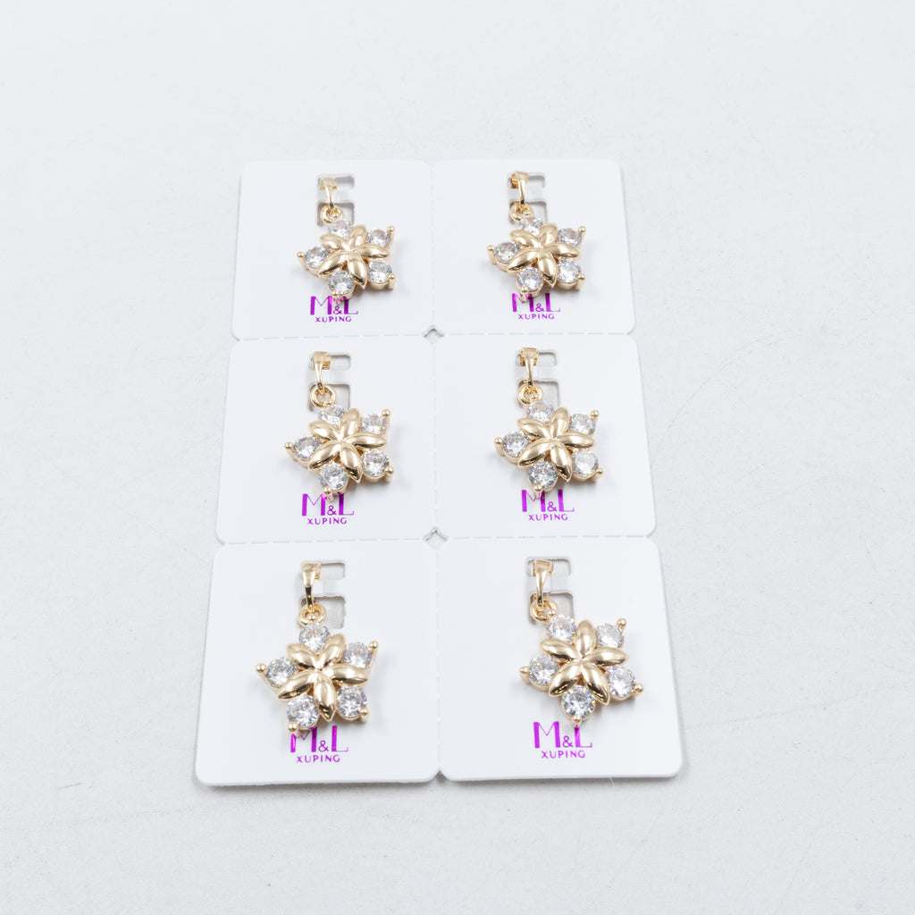Paquete de 6 dijes con Piedras Oro Rosado  M5 Oro Laminado