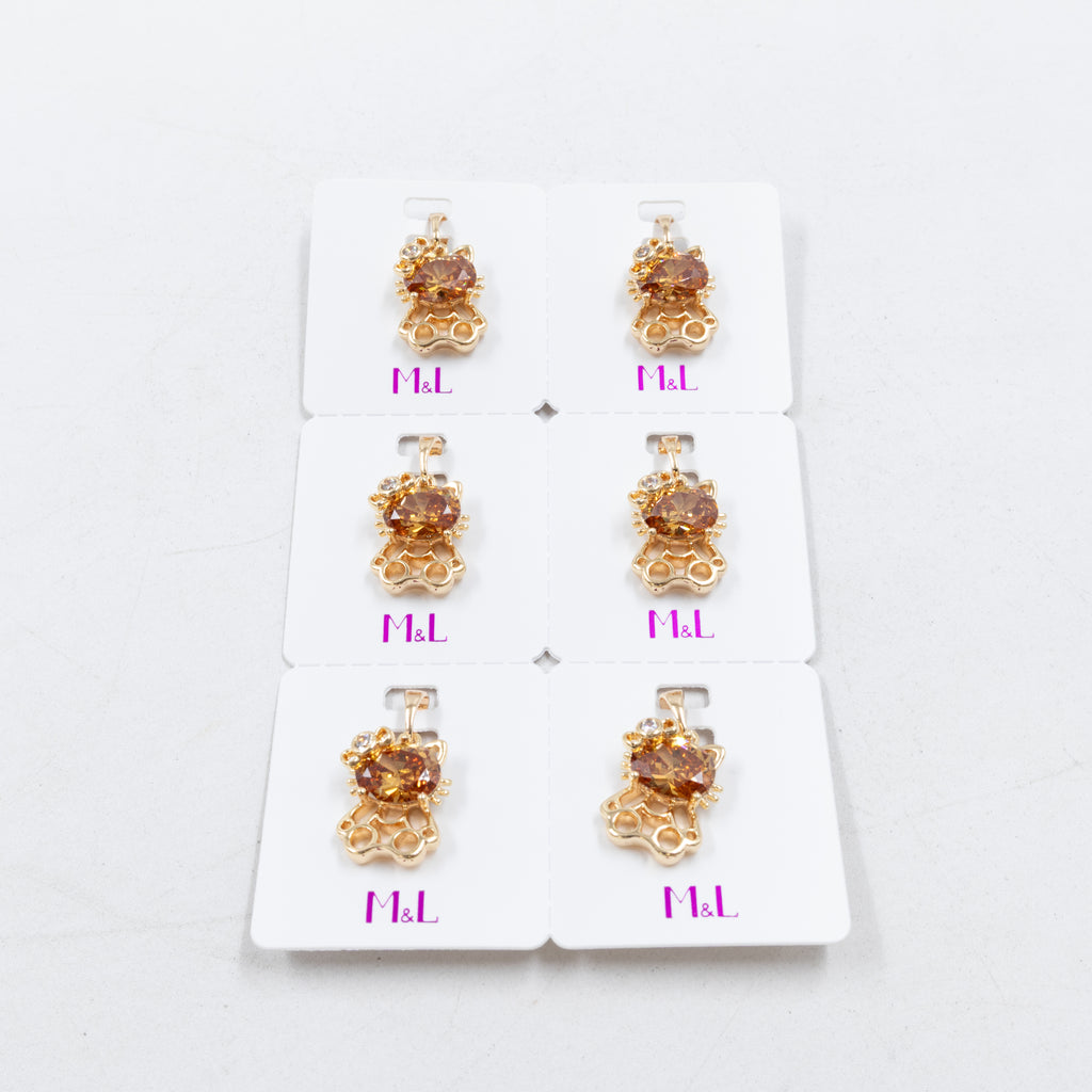 Paquete de 6 dijes con Piedras Oro Rosado  M7 Oro Laminado