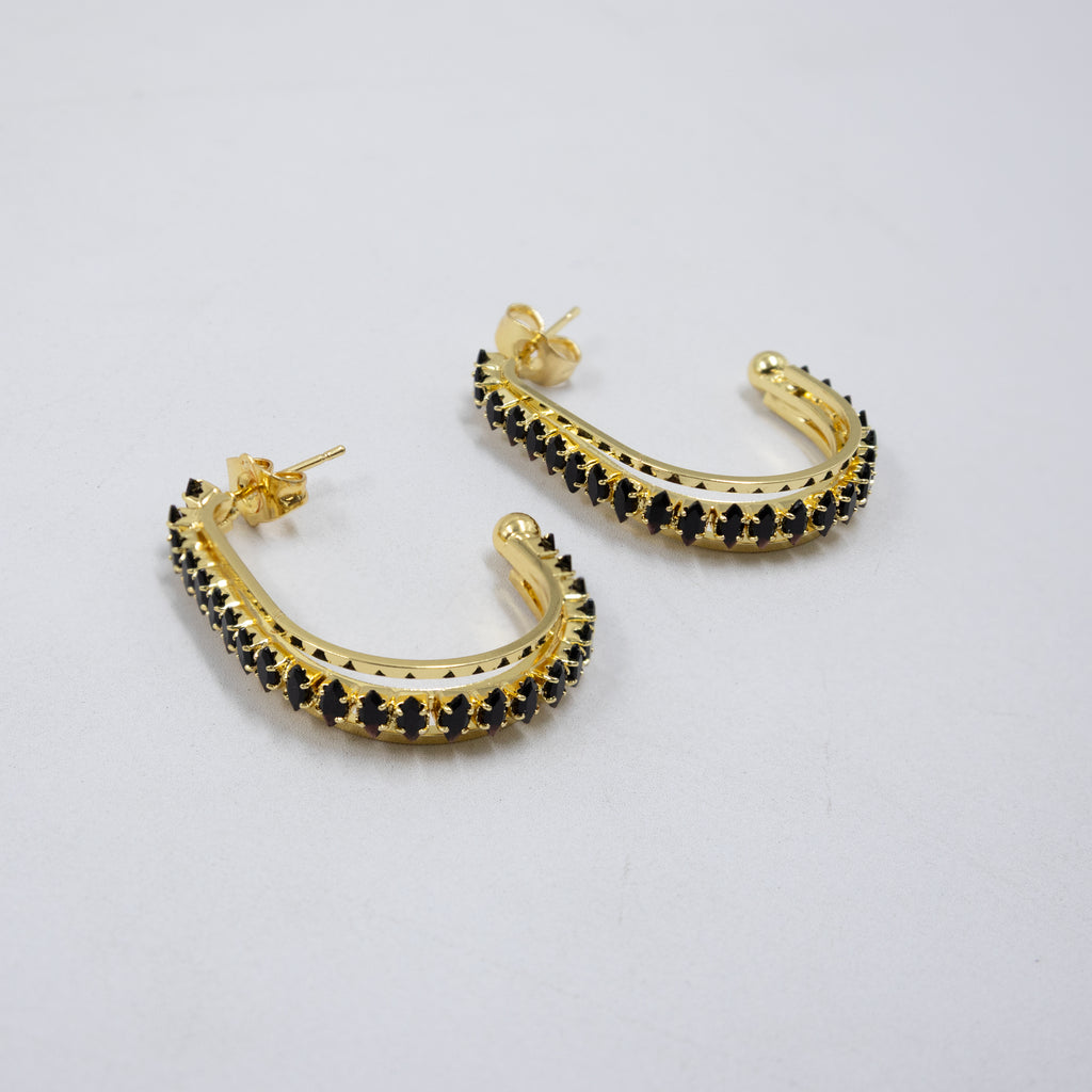 Aretes Dorados con piedras de color M9 Oro Laminado