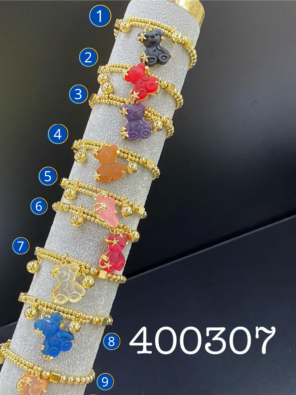 Pulseras doradas de ositos M1 - Oro Laminado