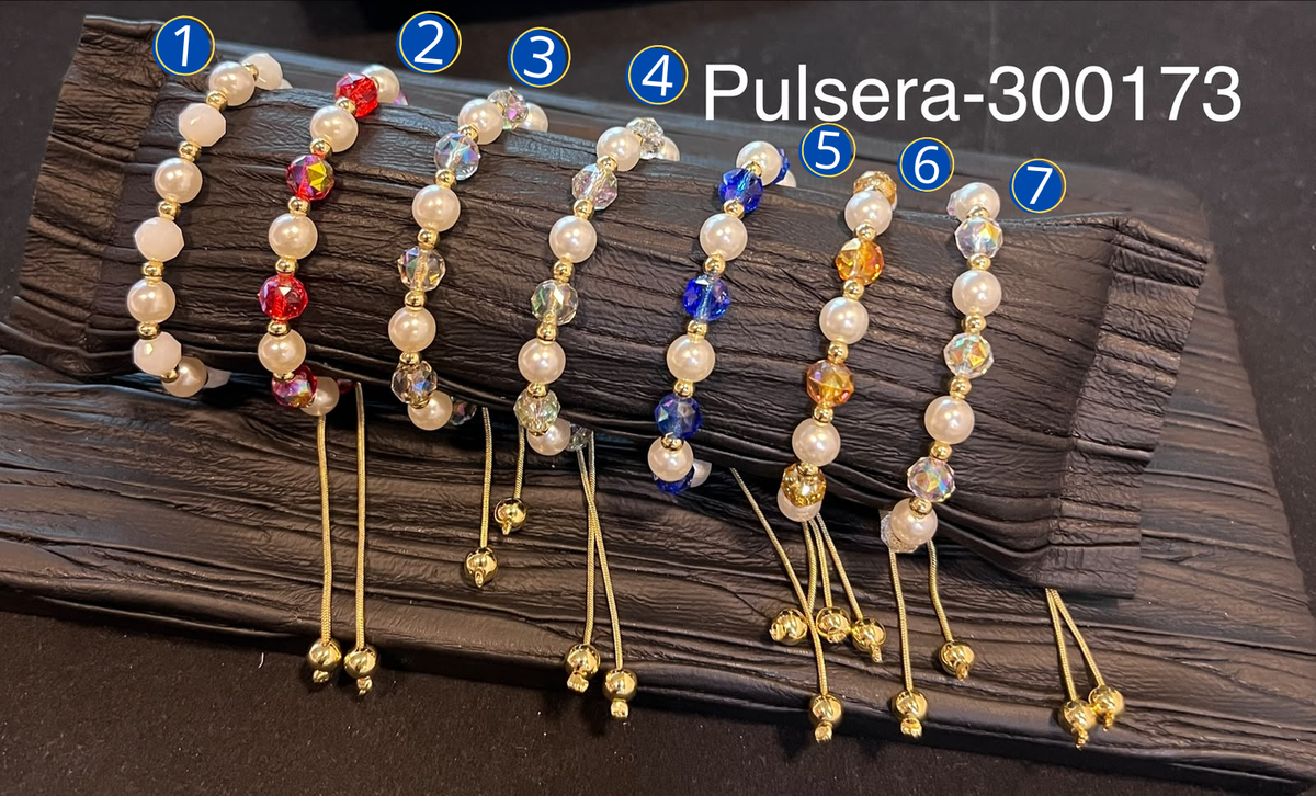 [13/AGOSTO/26] Pulseras Doradas con cuentas de colores M2 Oro Laminado