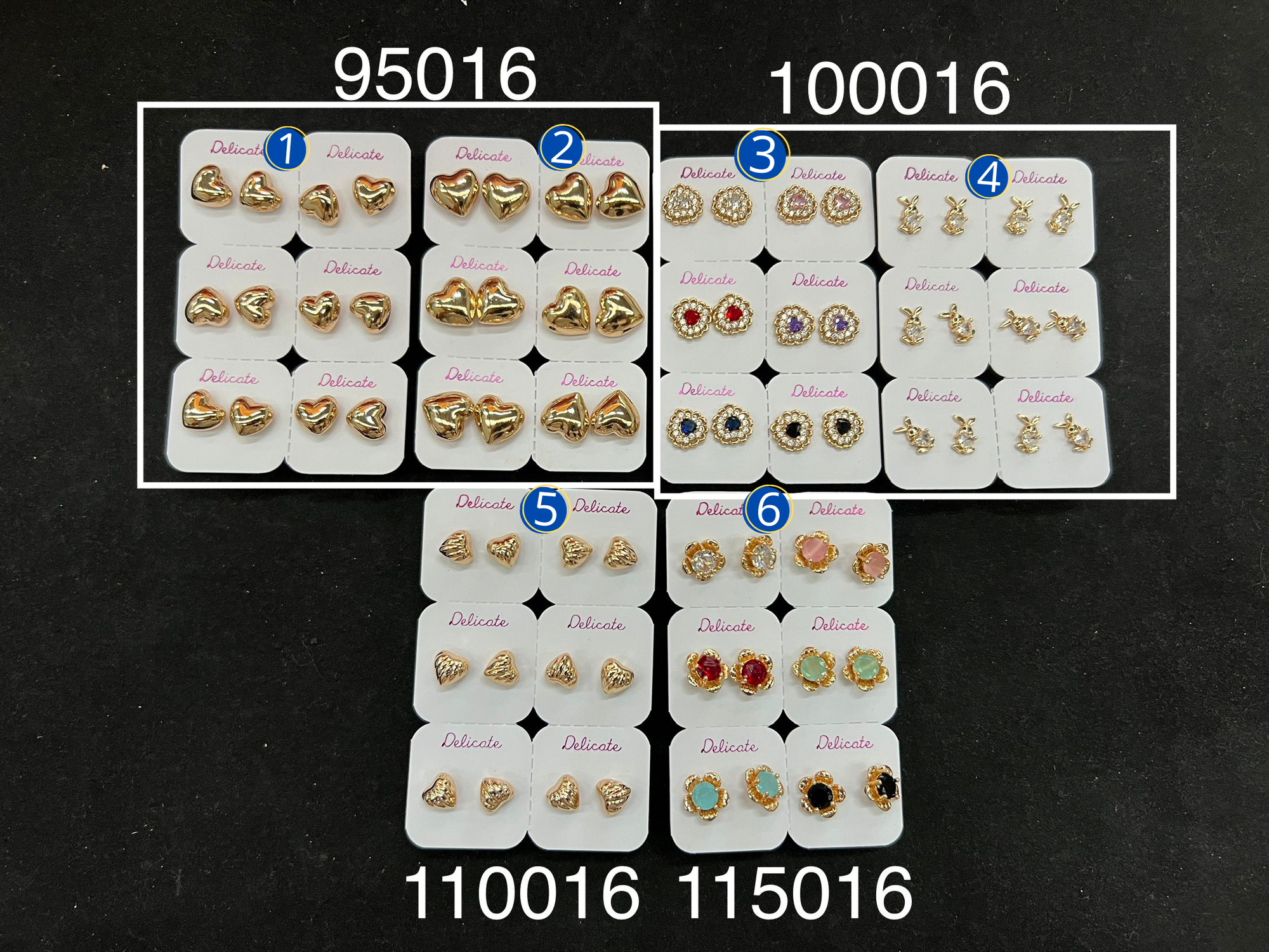 [05/AGOSTO/26] Paquete de 6 pares de aretes Dorados M8 Oro Laminado