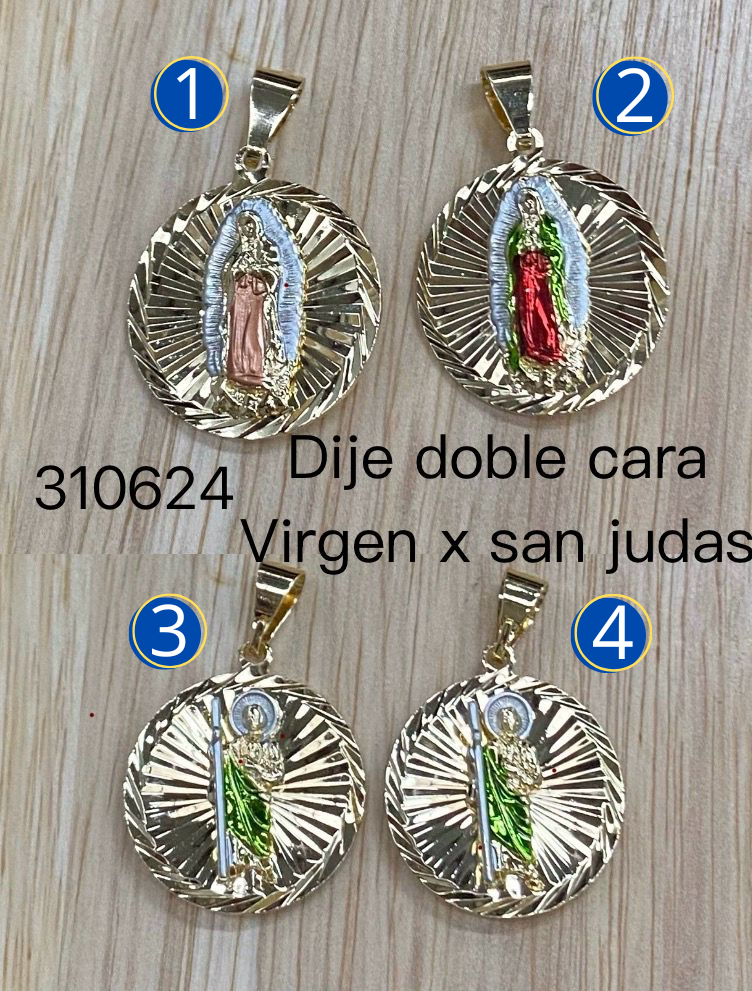 Dijes con doble cara Religiosos Dorados M14 Oro Laminado