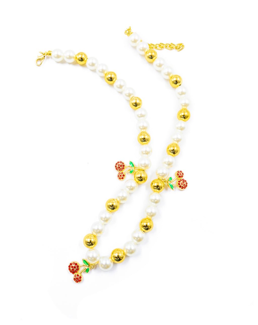 Collar de Perlas con dije de Fruta M8 - Oro laminado