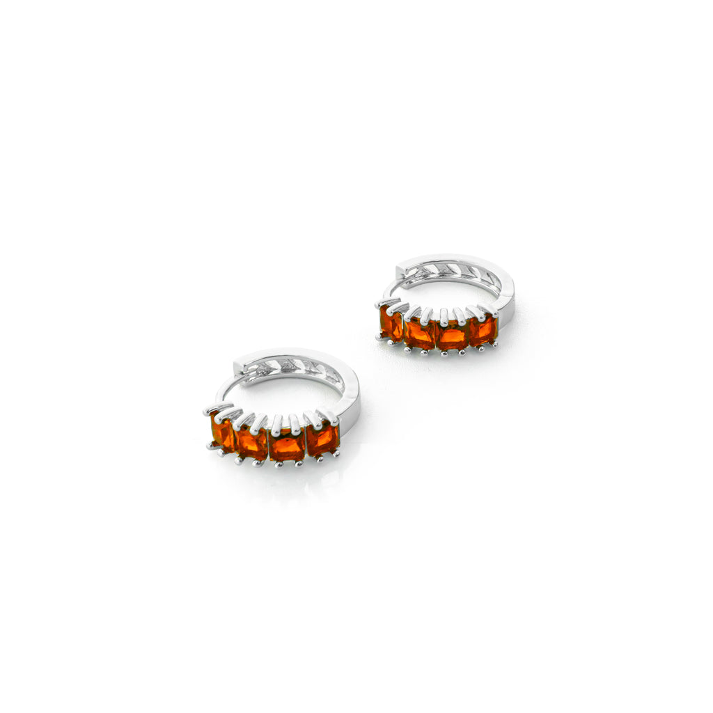 Aretes Plateados Huggies con Piedras Diferentes Colores M10 Oro Laminado