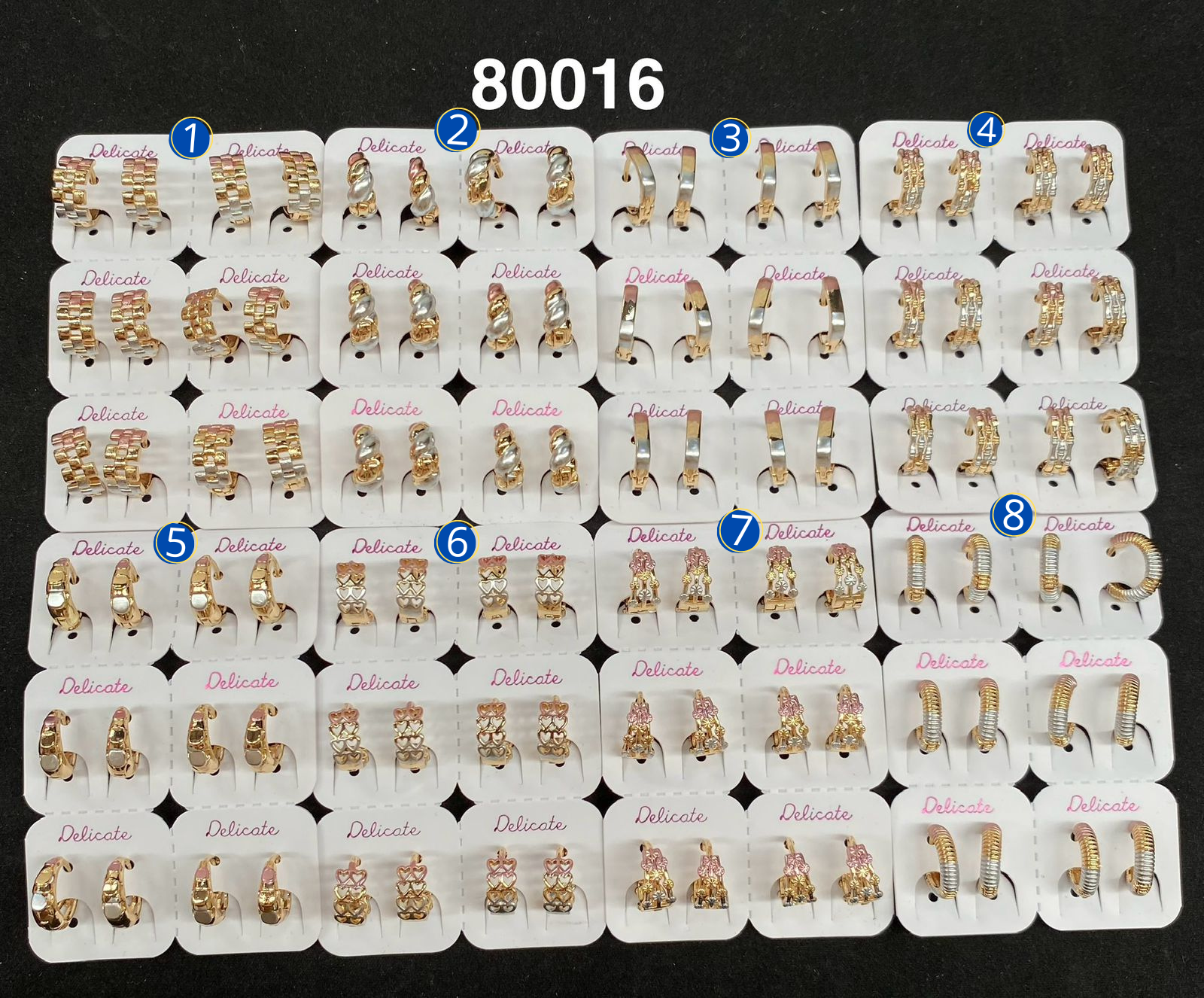 Paquete de 6 pares de aretes Dorados M1 Oro Laminado