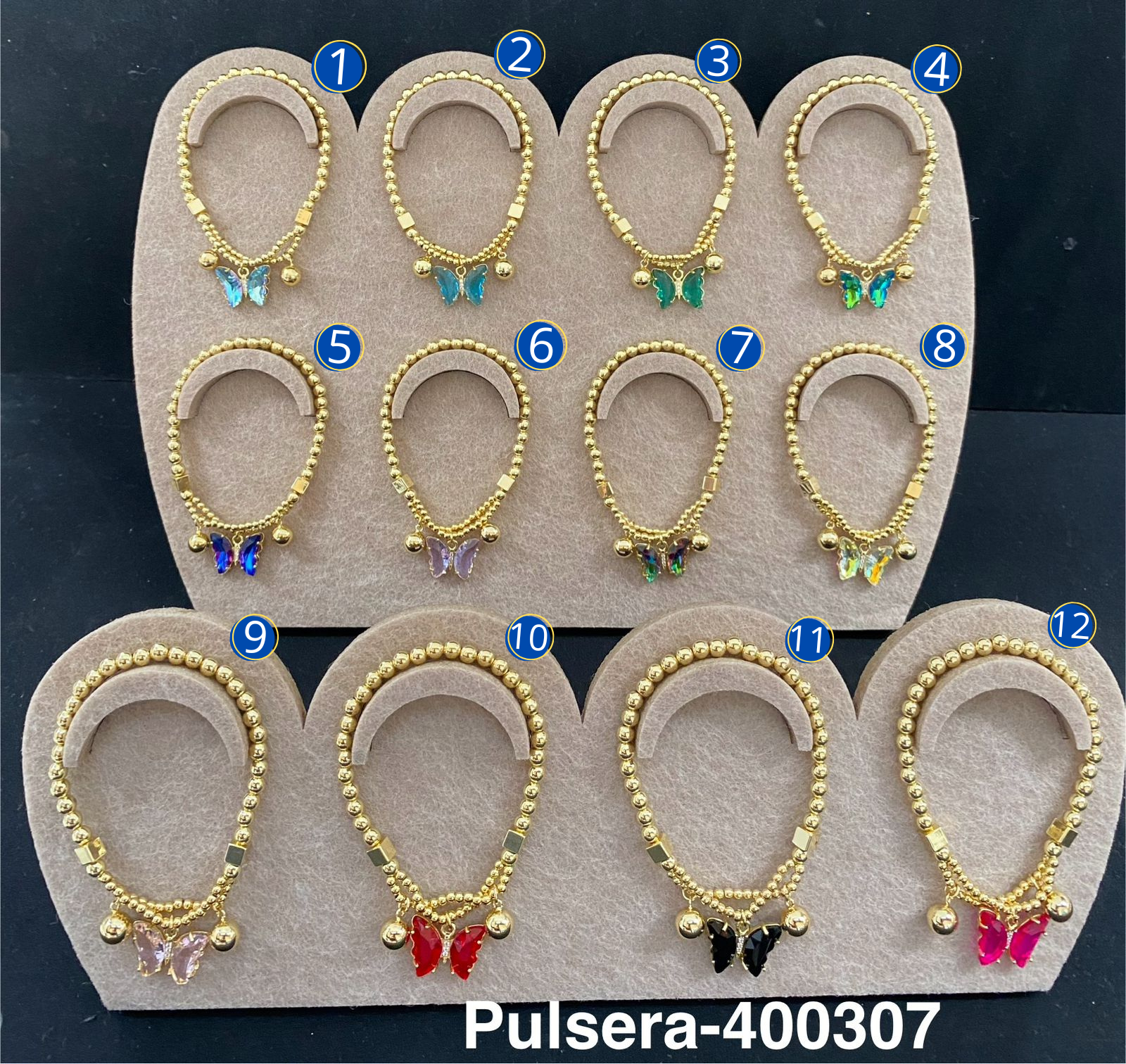 Pulseras Doradas con Dijes de Mariposa M1 Oro Laminado 04/03/26