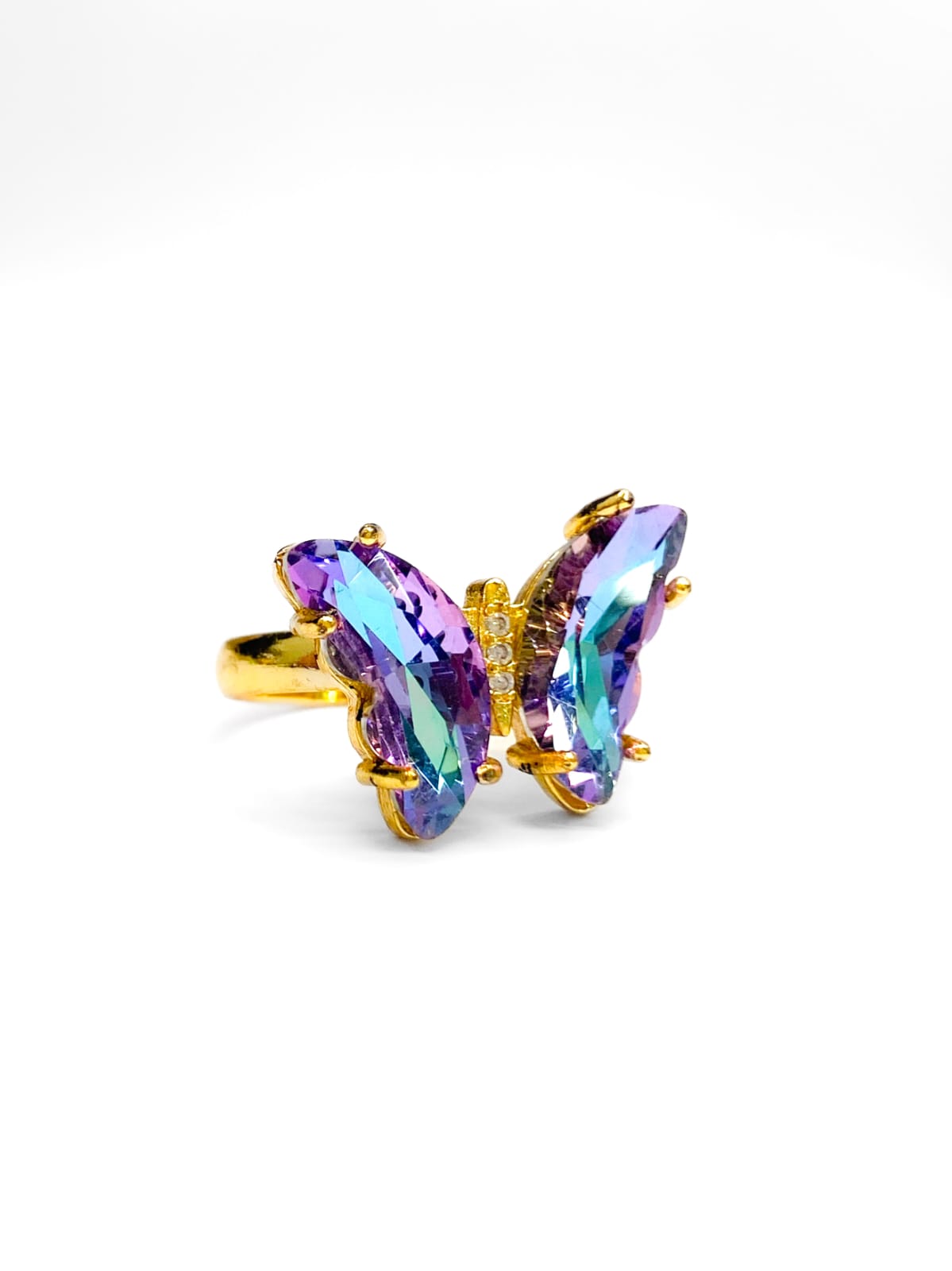 Anillo Mariposa Colores Ajustable M1 Oro Laminado