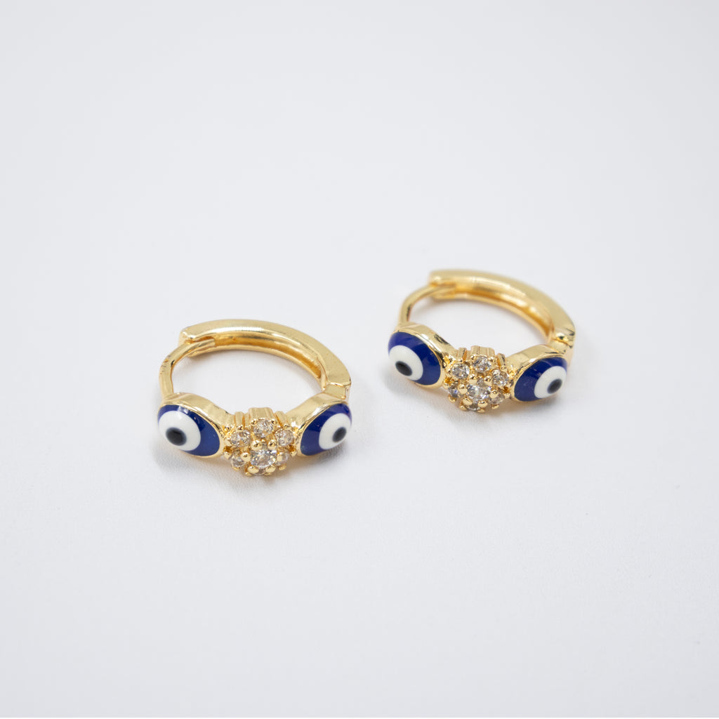 Arete Dorado de Ojo Turco con Piedras M2 Oro Laminado