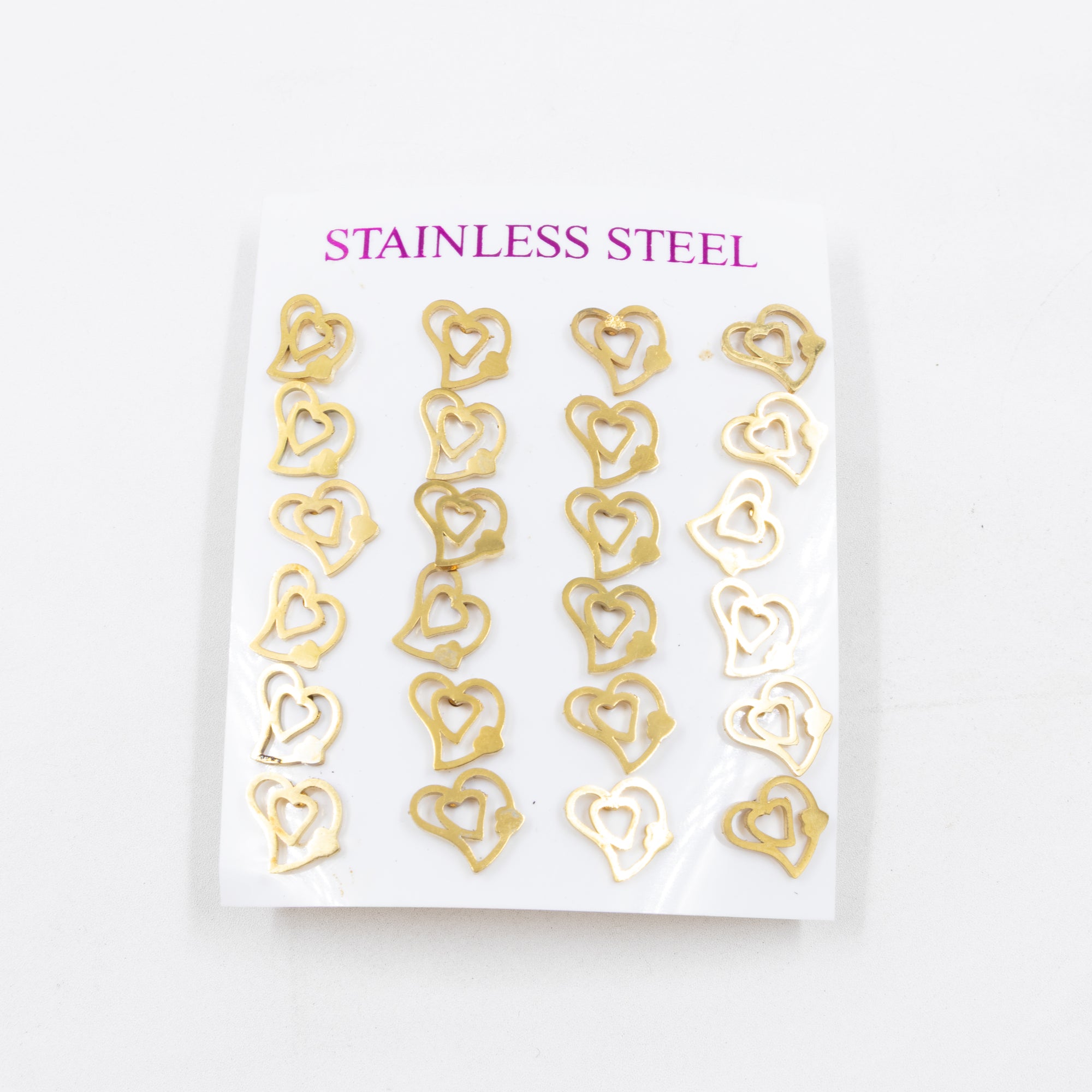 Paquete de 12 Pares de Aretes Dorados M8 Acero Inoxidable