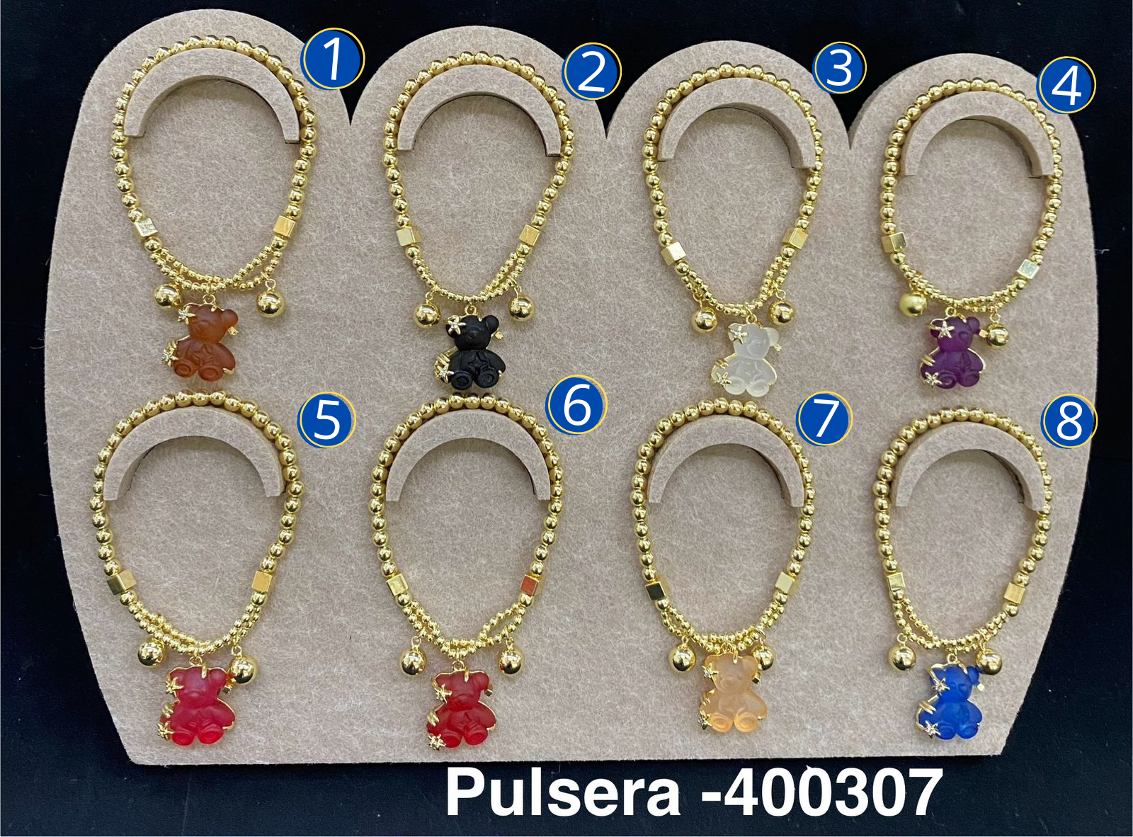 Pulseras Doradas con Dijes de Osos M2 Oro Laminado 04/03/26