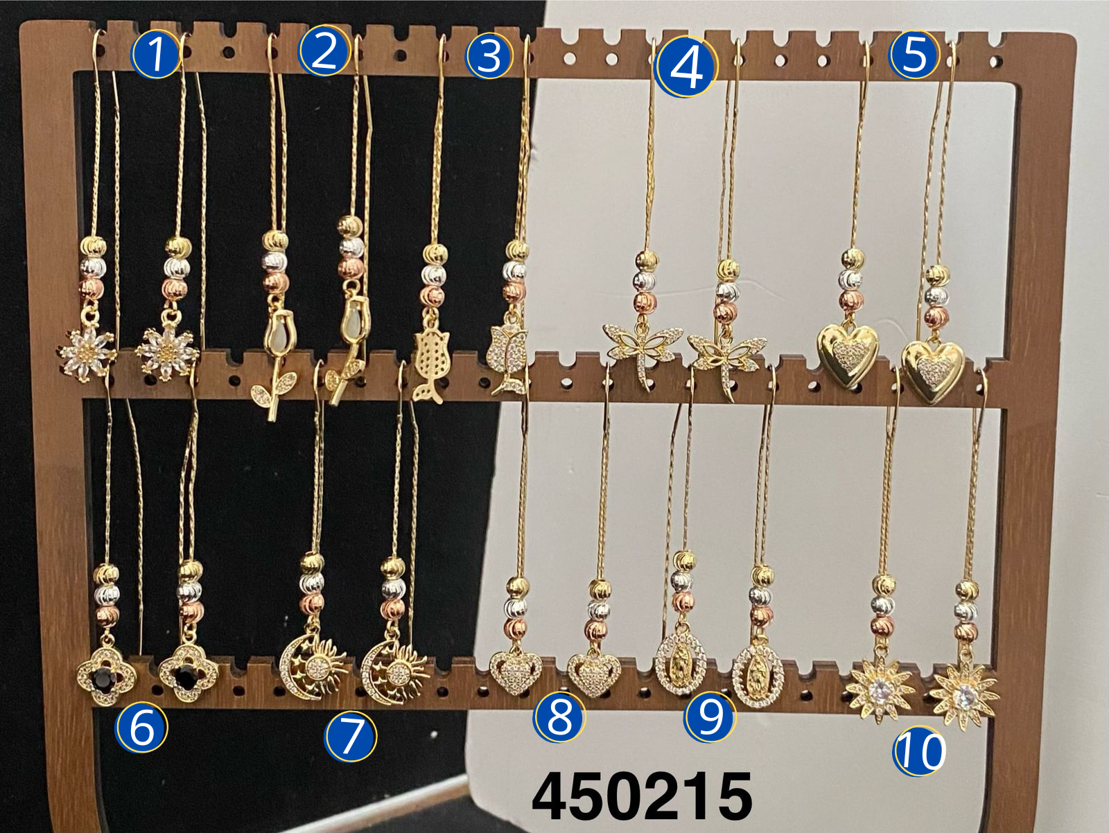 [08/JUNI/26] Aretes Largos de Corazón Dorados M3 Oro Laminado