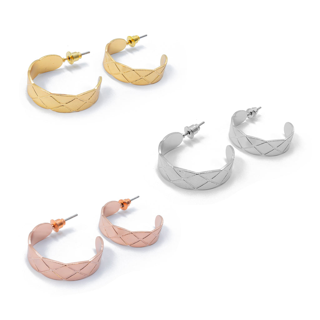 Paquete de 3 pares de Arracadas M2 Oro Laminado