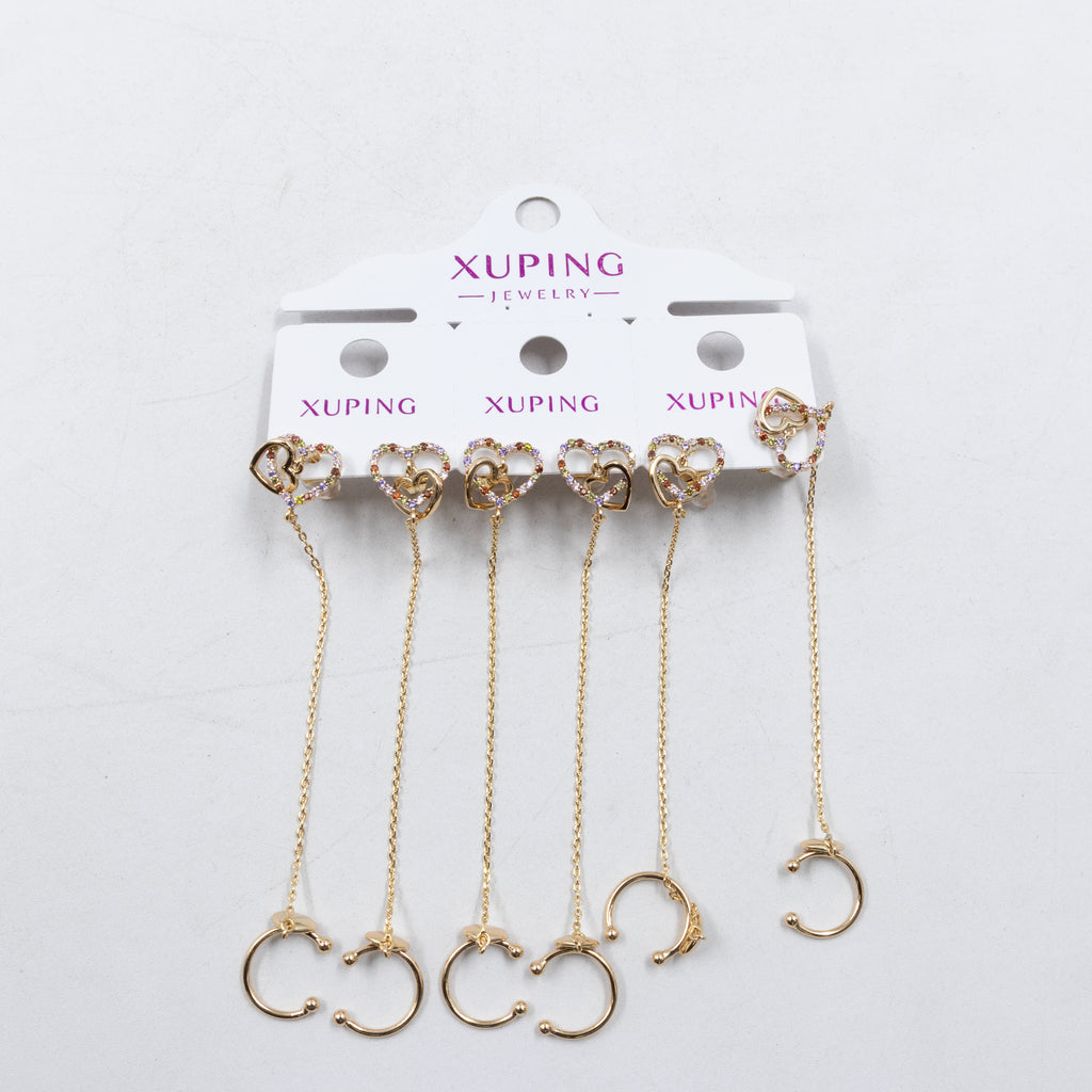 Paquete de tres pares de Aretes Dorados Xuping con piedras M5 Oro Laminado