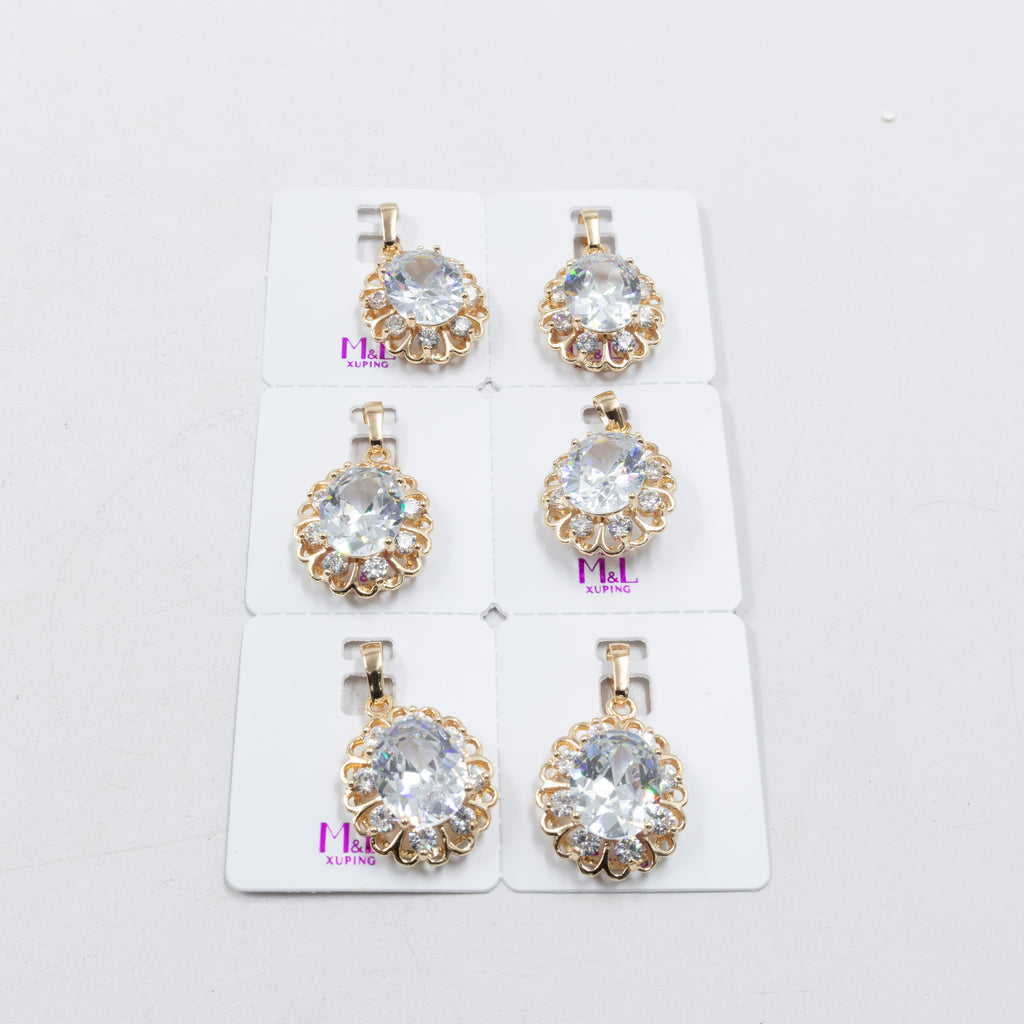 Paquete de 6 dijes con Piedras Oro Rosado  M3 Oro Laminado