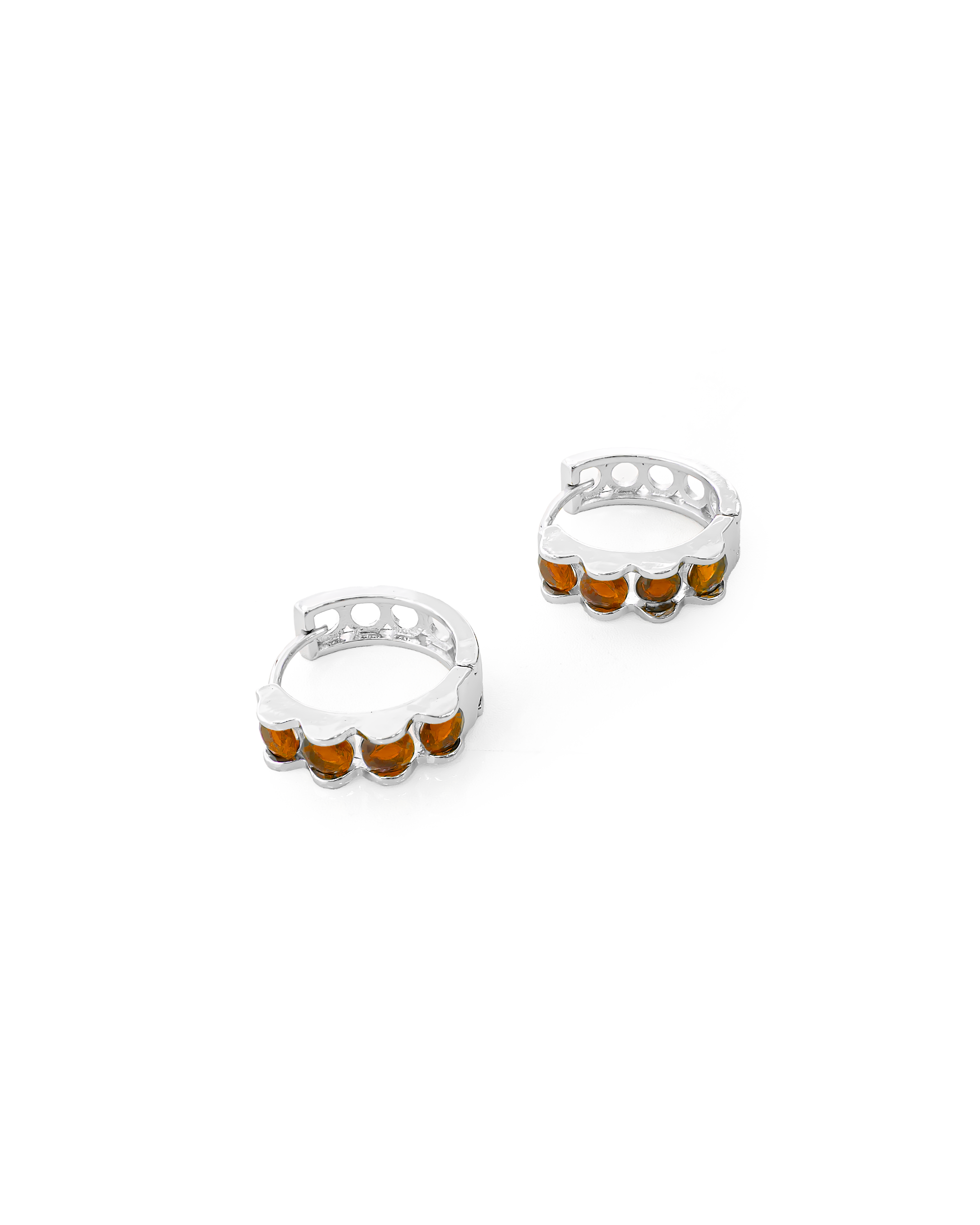 Aretes Plateados Huggies con Piedras Diferentes Colores M12 Oro Laminado