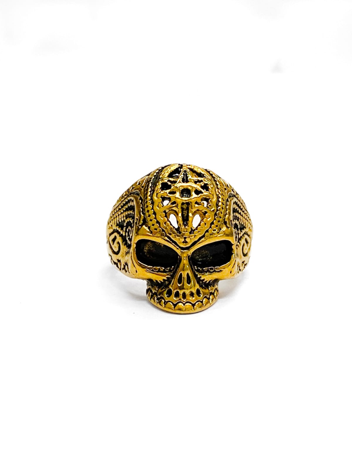 Anillo Calavera Dorado y Plateado Acero Inoxidable M16