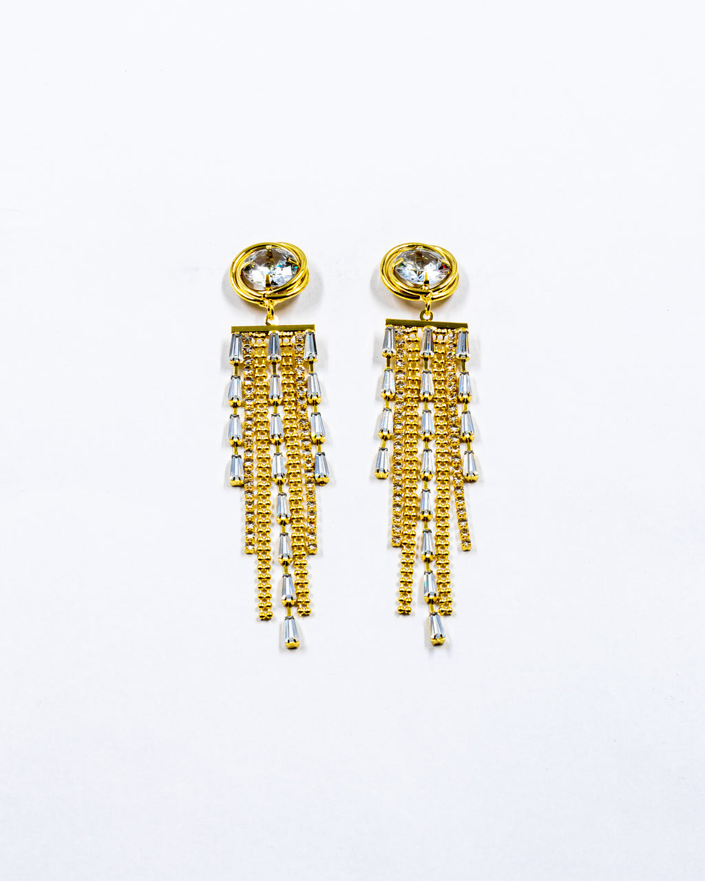 Aretes Largos de piedras - M2 Oro Laminado