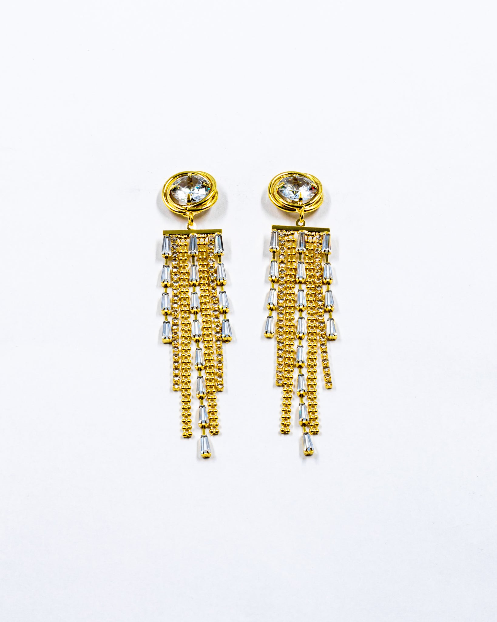 Aretes Largos de piedras - M2 Oro Laminado