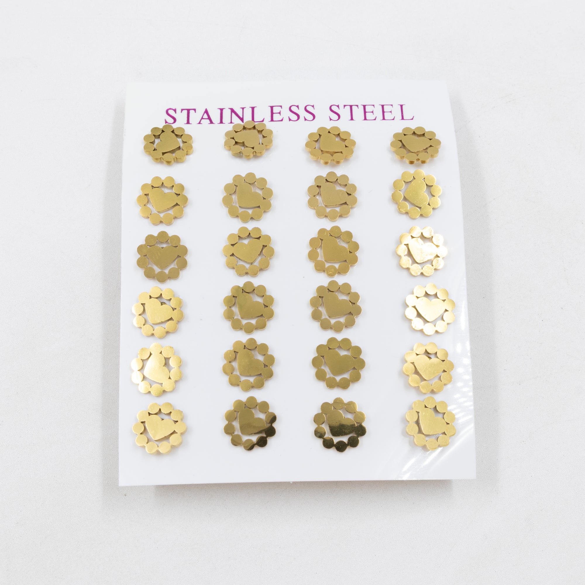 Paquete de 12 Pares de Aretes Dorados M5 Acero Inoxidable